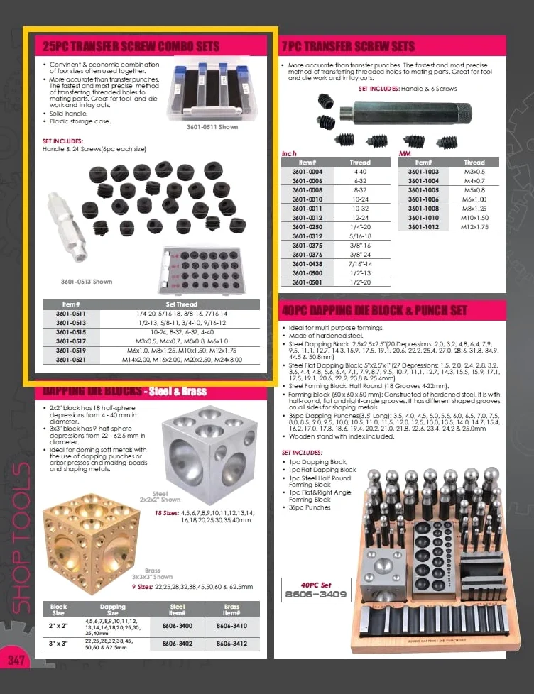 HHIP 3601-0517 - Set di 28 viti di trasferimento M3 x .5, M4 x .7, M5 x .8, M6 x 1