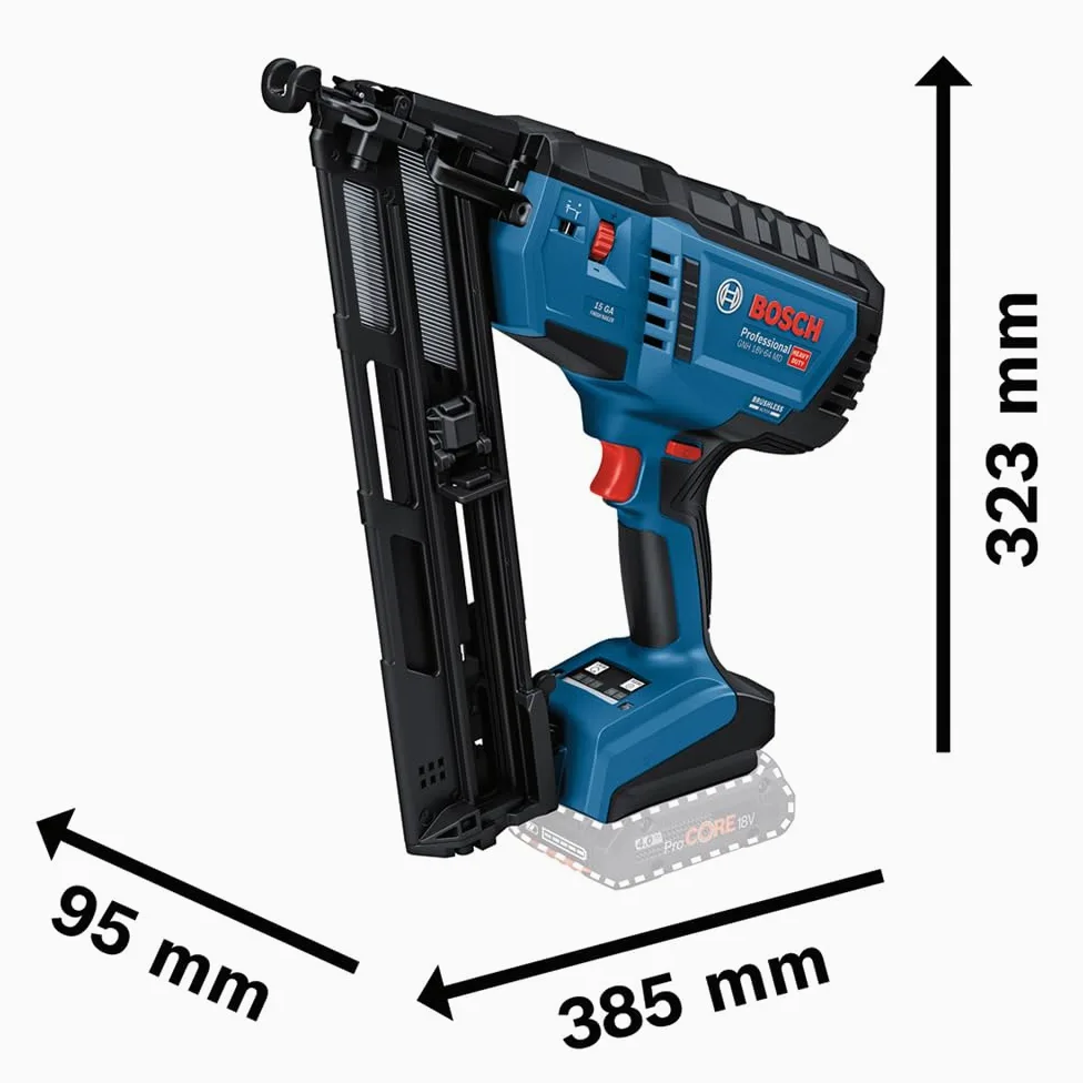 Bosch Professional 18V System Chiodatrice legno GNH 18V-64 MD (azion.sing./a contatto,idonea per i seguenti chiodi: 32–64 mm,15 GA (1,8 mm) e ang. caricatore da 34°, L-BOXX, senza batt./caricabatt.)