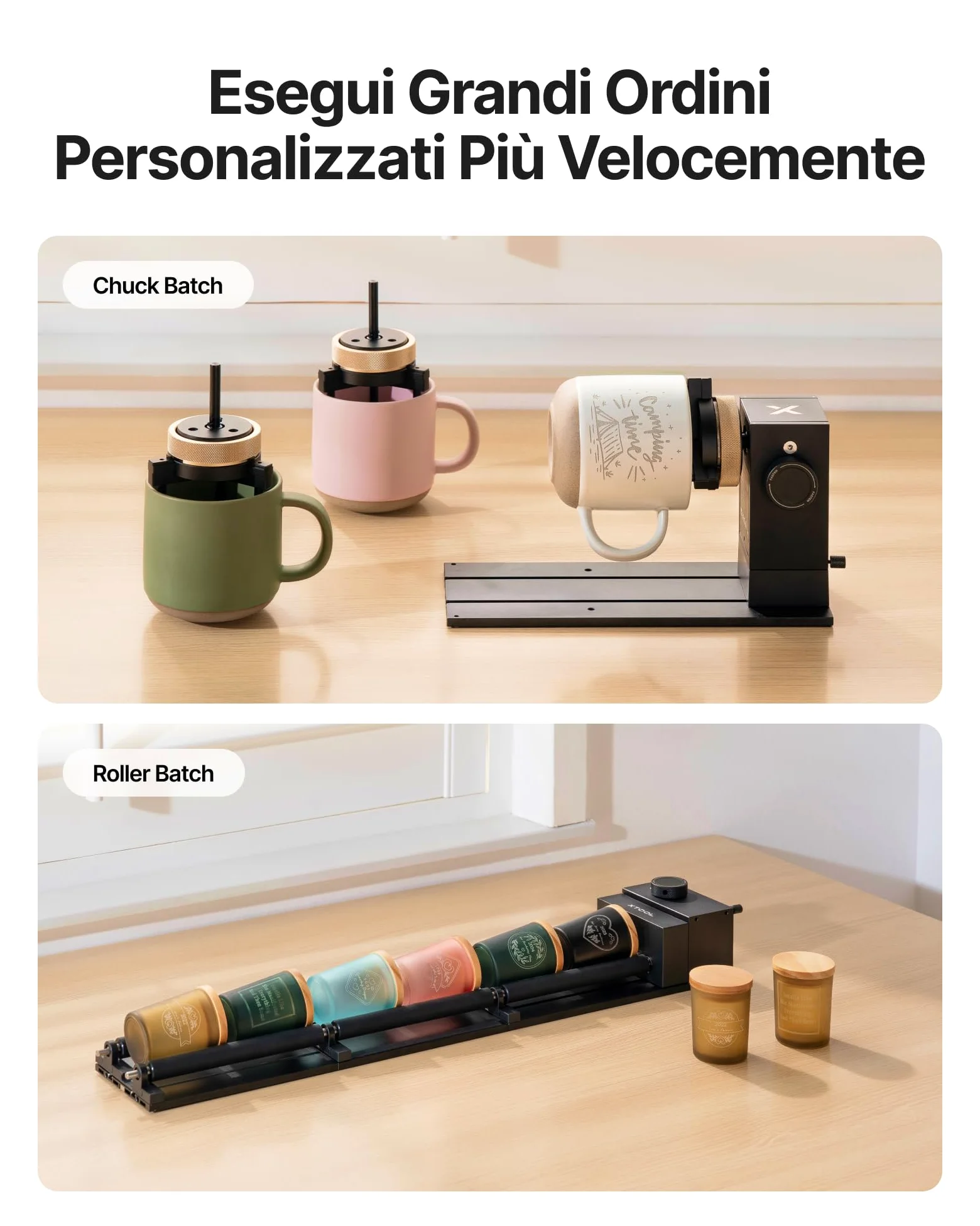 xTool RA3 Primo Rotary Smart MagSwap al Mondo per Incisore Laser xTool P3, F2&F2 Ultra UV, Allineamento LiDAR 360°, Rotary Intelligente per Anelli, Bicchieri e Oggetti Rotondi