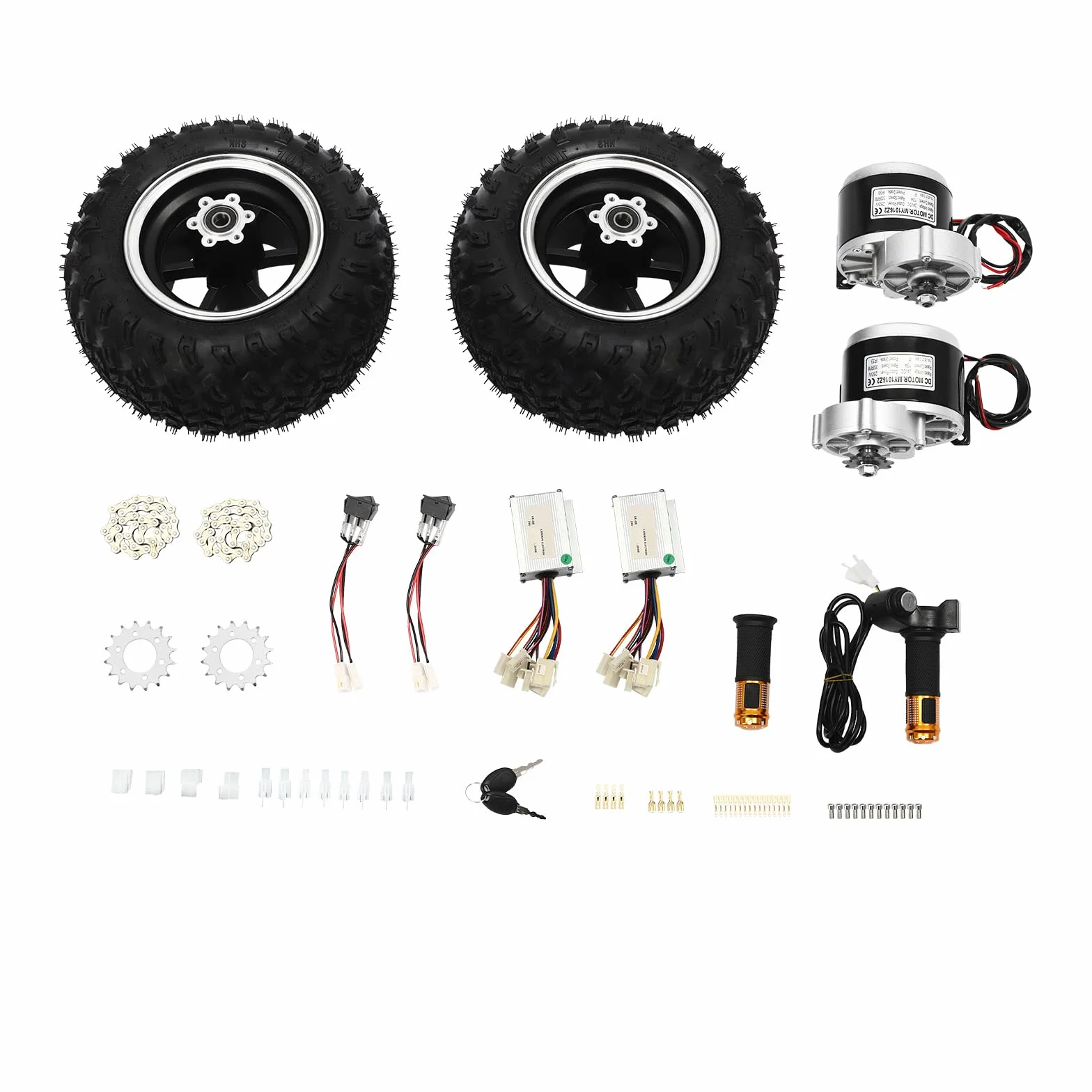 Kit motore elettrico 24 V 250 W Dual Drive Go Kart motore elettrico 6,21 Km/H kit di conversione elettrica Gokart 10 pollici Air Wheel Electric Conversion Kit 0,8 N.M doppia ruota per rullo da
