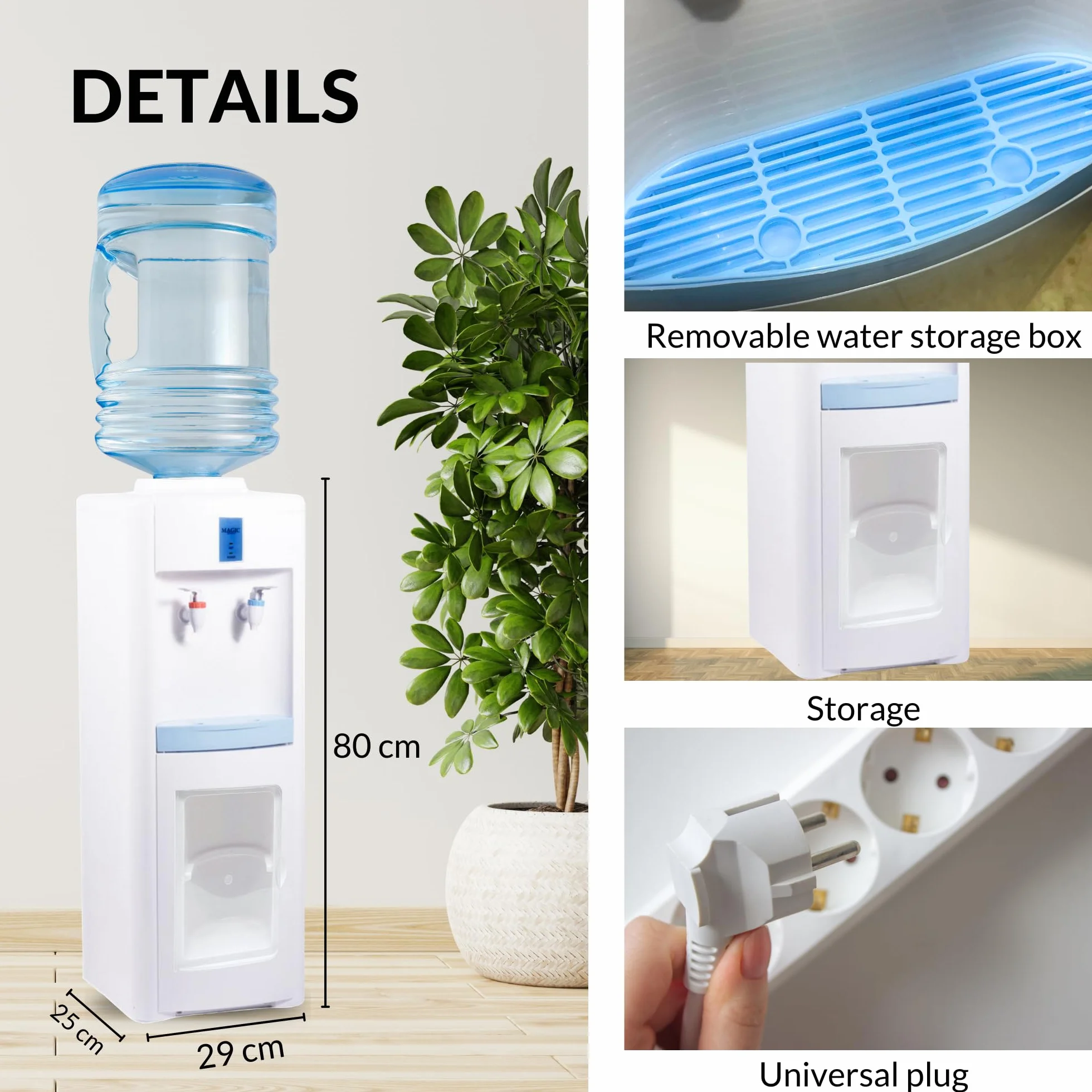 Dispenser Elettrico di Acqua Fredda e Calda. Dispenser d'Acqua Silenzioso da Pavimento per Casa, Cucina, Ufficio, Hotel. (Bottiglia d'Acqua Non Inclusa)