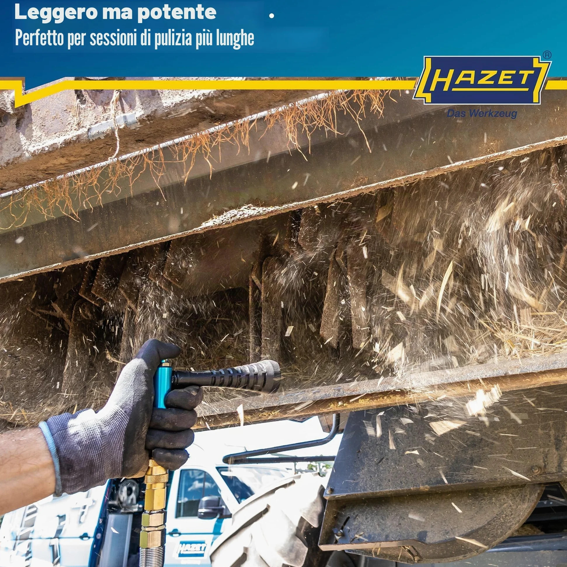 HAZET turbo air gun 9040T-1, ugello a turbina che genera un potente impulso daria, pressione di esercizio di 6 bar con impugnatura ergonomica, per la rimozione rapida di trucioli