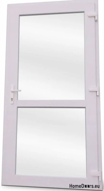 Porta d'ingresso in plastica, 90 x 200 cm, DIN destra, porta d'ingresso secondaria con vetri di sicurezza, set completo per porta di negozio, garage, casa, porta d'ingresso con serratura a 4 punti e