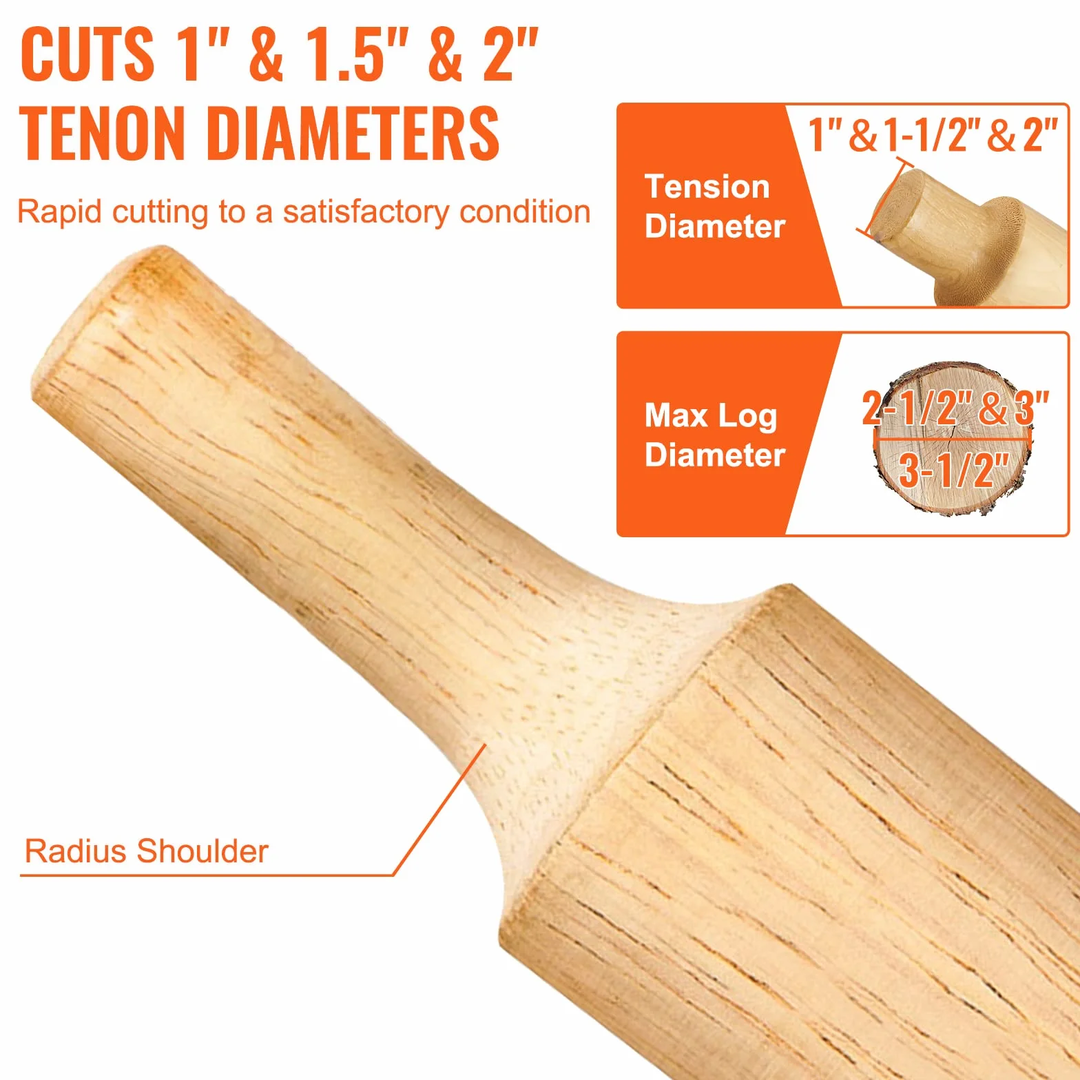 VEVOR Taglierina per tenoni, 1"/25,4 mm e 1,5"/38 mm e 2"/50,8 mm, Taglierina per mobili in alluminio e acciaio di alta qualità, con doppie lame curve e viti a bottone Home Master Kit, Strumento comme