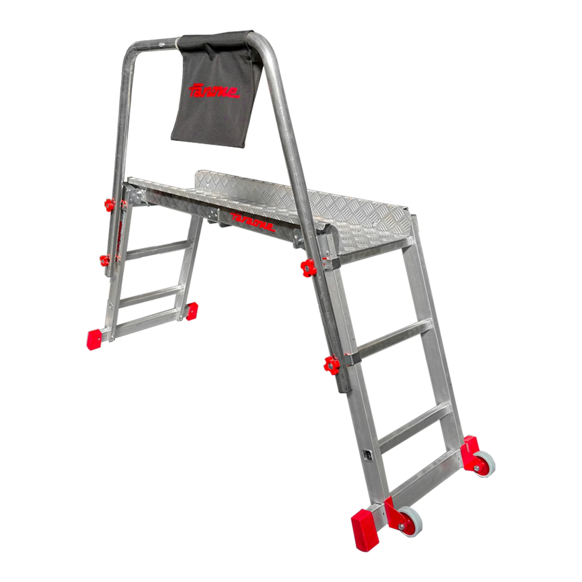 Faraone SGS3 Pedana di Lavoro Professionale in Alluminio a 3 Gradini – Pieghevole con Parapetto, Ruote e Stabilizzatori