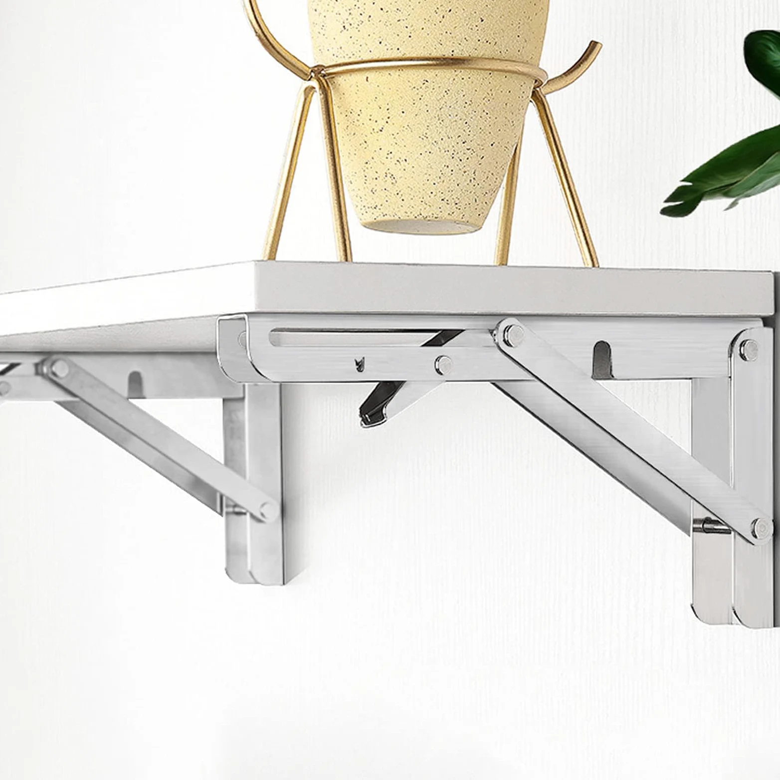 Staffe per mensole pieghevoli 4 PEZZI – Staffe da tavolo a parete resistenti, supporto per mensole pieghevole in acciaio inossidabile per banco da lavoro, scrivania, tavolo – 45 cm