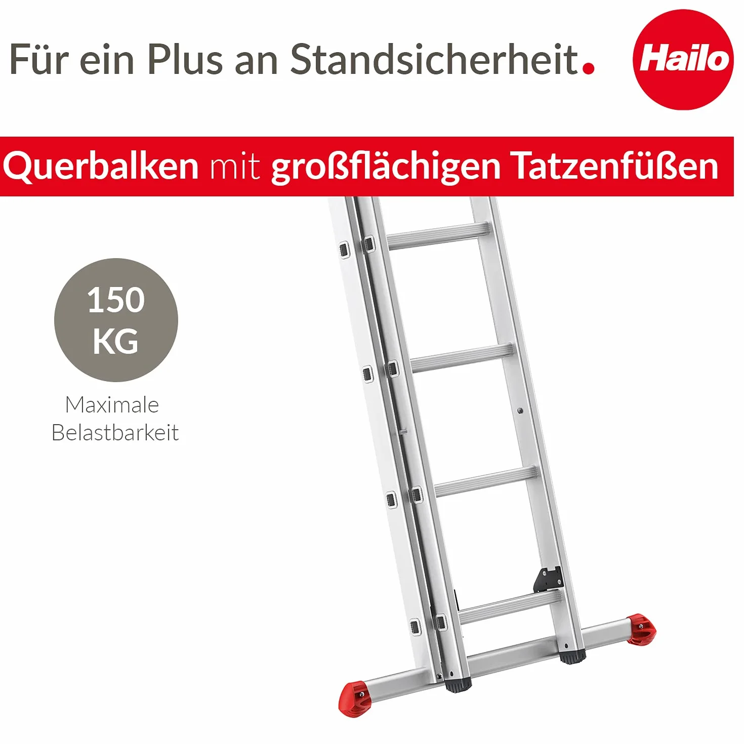 Hailo S80 ProfiStep Duo Scala scorrevole in alluminio, 2 x 9 pioli, portata fino a 150 kg, parti della scala utilizzabile singolarmente e regolabile in altezza