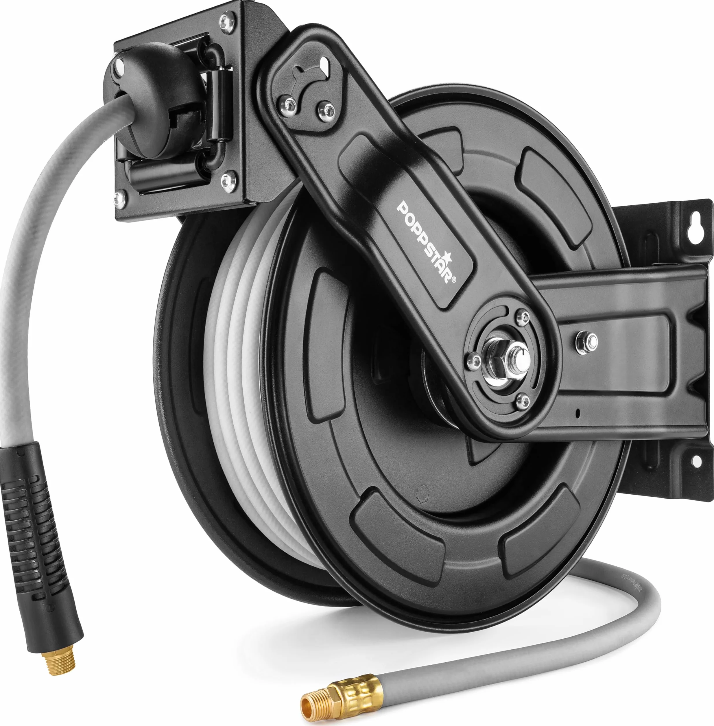 Poppstar Avvolgitubo per aria compressa in acciaio (20m+2m, diametro (9,2x15mm)), attacchi 1/4 di pollice BSPT