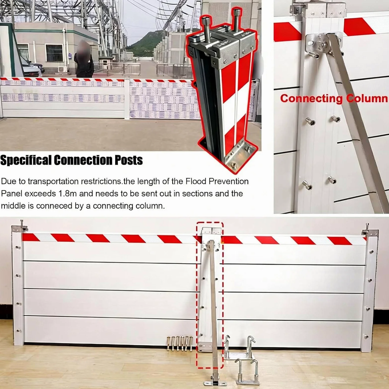 Alluminio Paratia Antiallagamento L 109cm * H 20cm Barriera Contro Le Inondazioni Riutilizzabile Barriera Antiallagamento Cancello Garage Porta Barriera di Protezione Contro Le Inondazioni