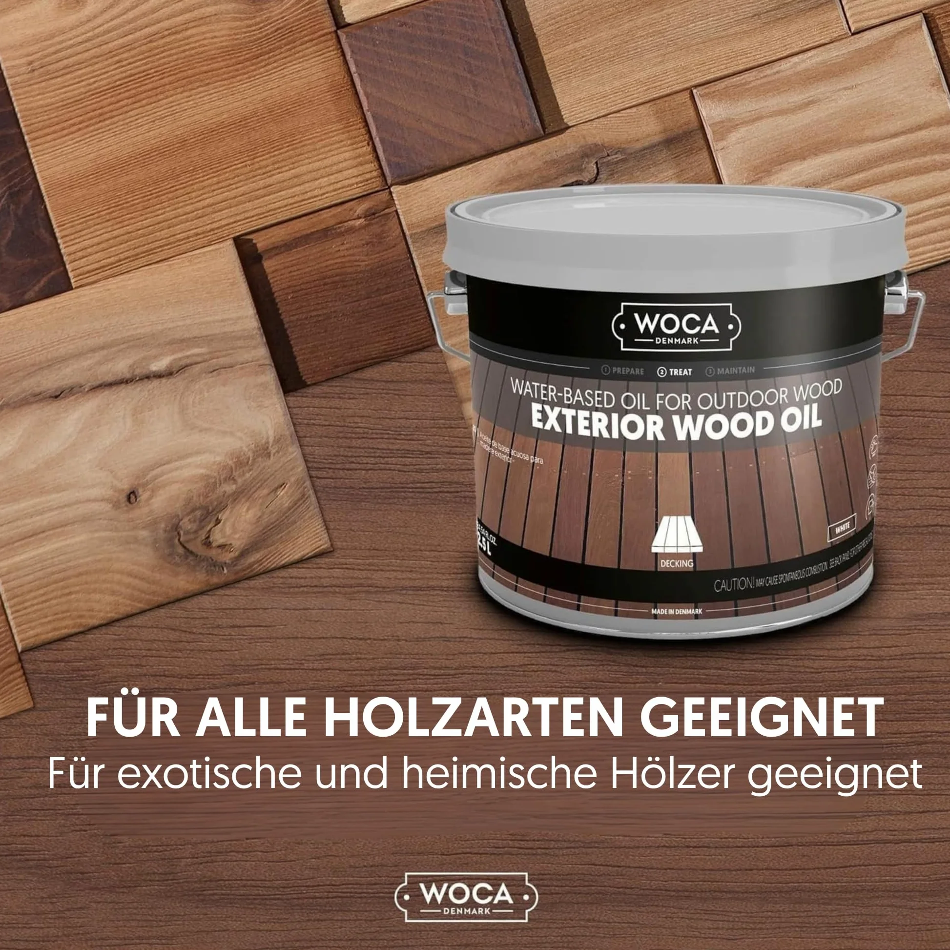 WOCA Denmark Exterior Wood Oil Teak, 2 x 3 l, olio per terrazze, recinzioni e mobili da esterno