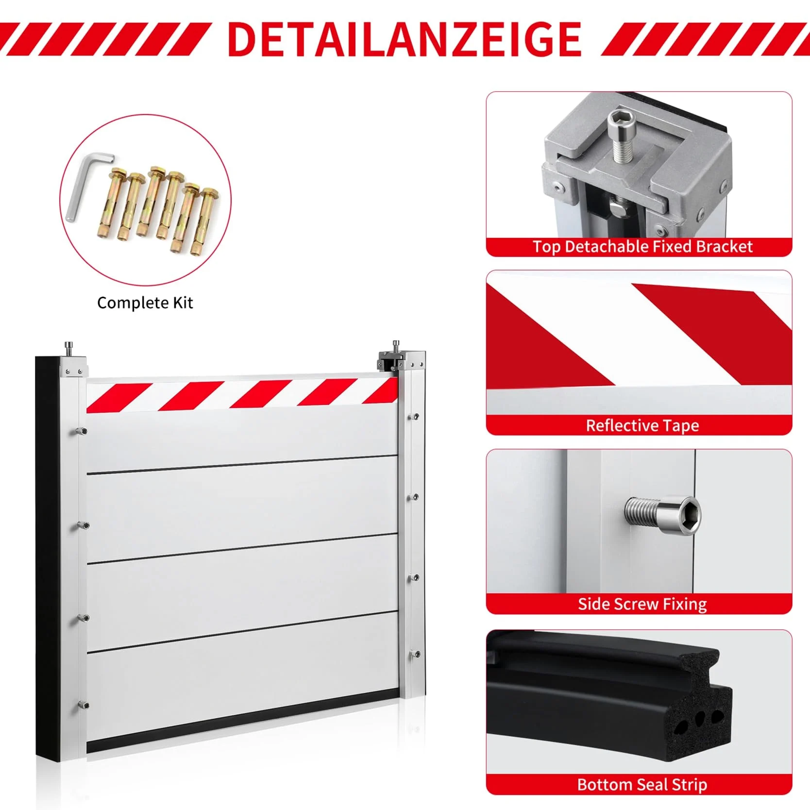 Barriera Antiallagamento Residenziale, Alluminio Paratie Antiallagamento, Barriera Antiallagamento Per Garage In Lega Di Alluminio, Impermeabile(100x40cm)