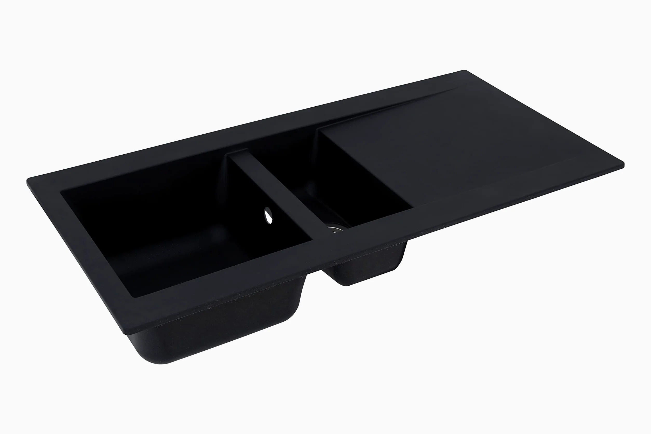 Respekta Lavello da Cucina Denver in Mineralite Color Nero, Lavello da Incasso con 1 vasca, dimensioni 100 x 50 cm, Lavello Adatto per Mobili Sottolavello da 60 cm di Larghezza
