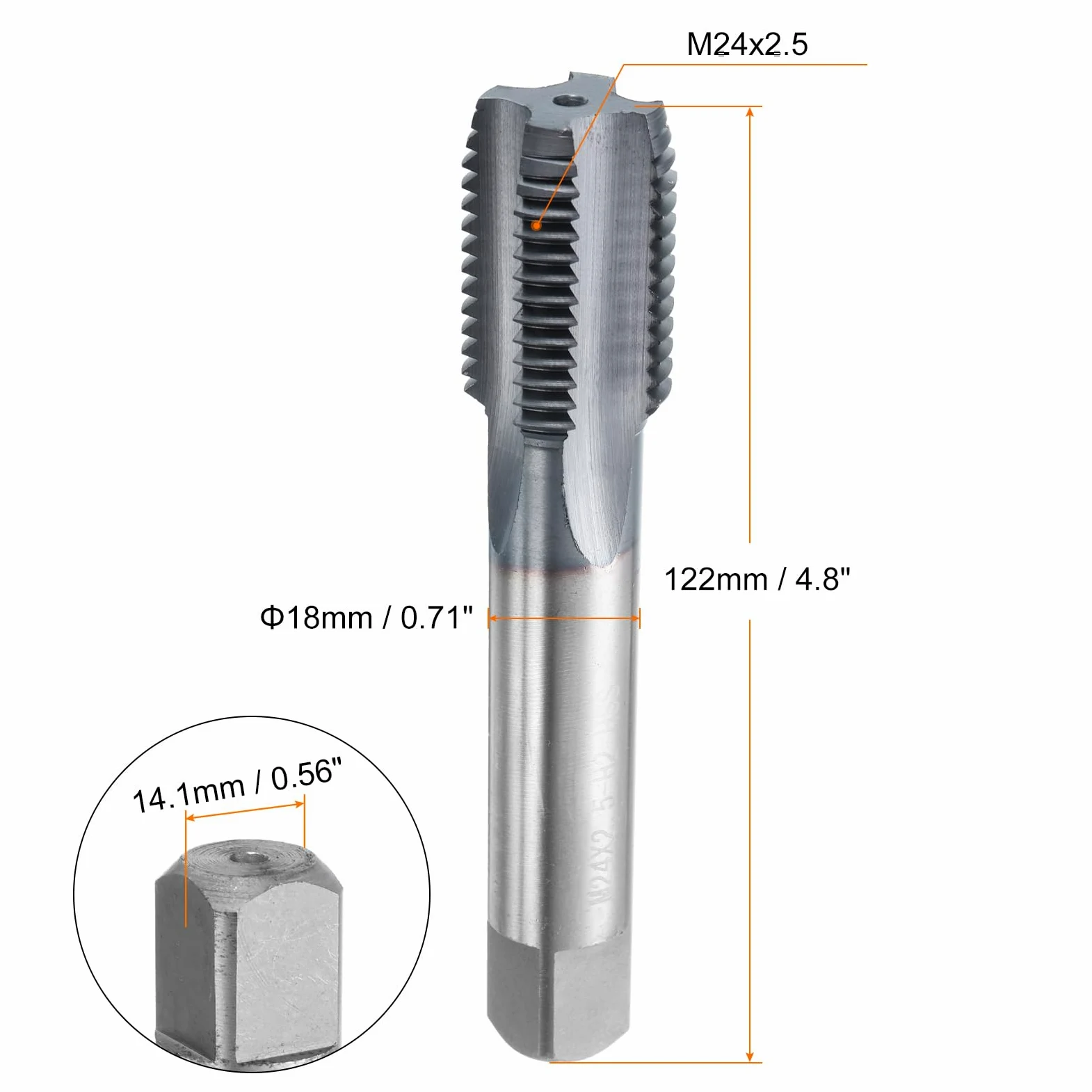 QUARKZMAN Maschietto Metrico M24x2.5 Filettatura 6542 Acciaio Rapido Al Cobalto Rivestito TiCN Maschietto A Spina Destrorso Scanalature Diritte Utensile Per Filettatura A Mano