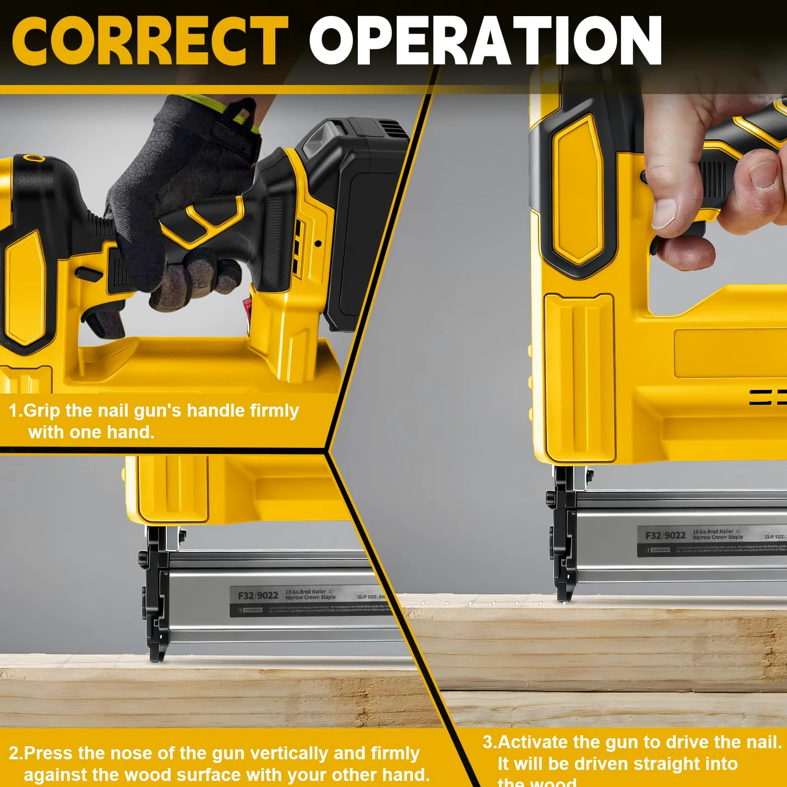 WingFly Pistola per Unghie a Batteria Compatibile con Dewalt 18 V, 20 V, Chiodatrice Professionale a Batteria con 1000 Chiodi, Pistola Elettrica per Progetti Fai Da Te in mobili, Falegnameria