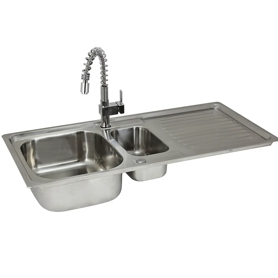 Lavandino da Cucina in Acciaio Inossidabile 105cm x 50cm con Rubinetto Rainbow