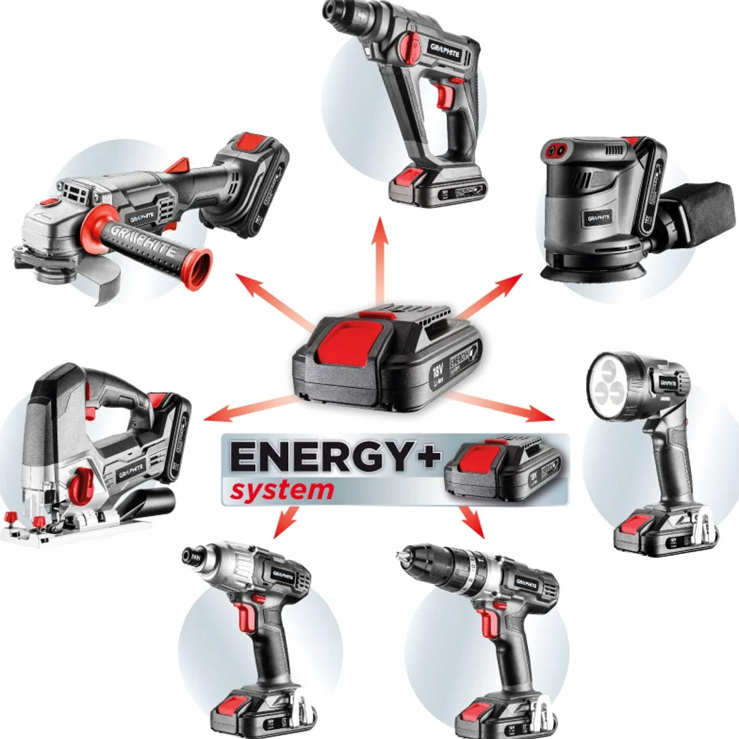 GRAPHITE Levigatrice eccentrica a batteria Energy+ 18V, platorello 125 mm, 5000/7000/9000 giri/min, 10000/14000/18000 giri/min, oscillazione 10000/14000/18000 giri/min, ampiezza di oscillazione 2,7 mm