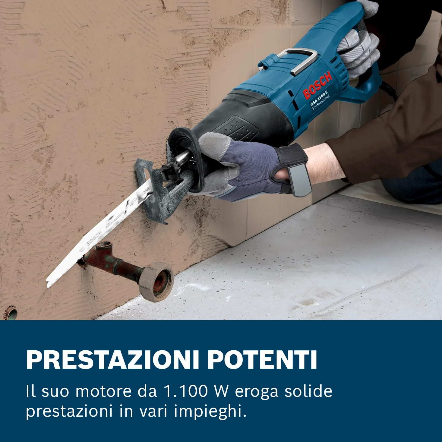 Bosch Professional Sega Universale Gsa 1100 e (Motore da 1100 Watt, Incl. 1 Lama S 2345 X per Legno, 1 Lama S 123 Xf per Metallo, in Valigetta)