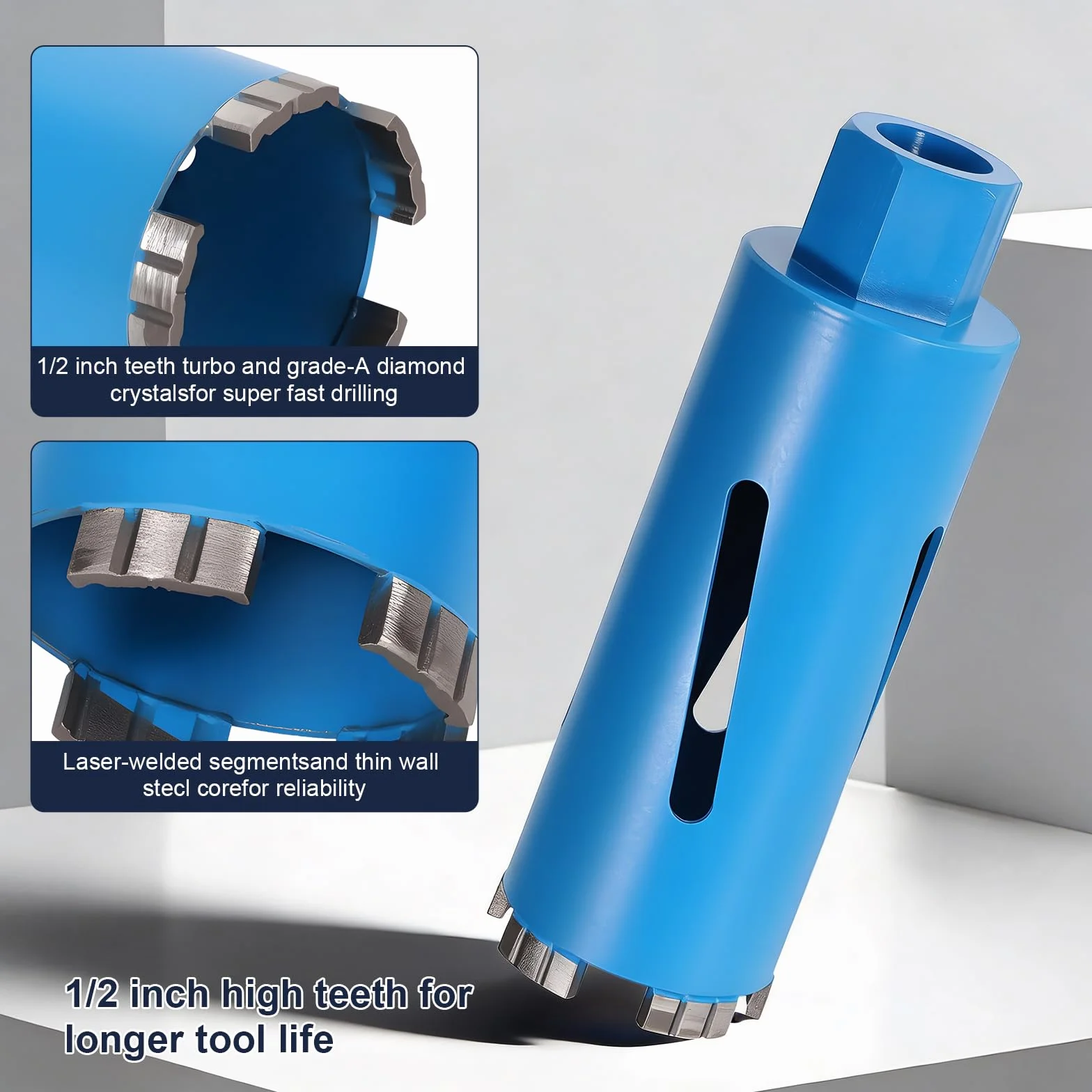 Punta diamantata M16, diametro 68 mm, per trapano a nucleo, 110 mm, con turbo, trapano diamantato SDS-Plus per martello perforatore, trapano a secco per calcestruzzo
