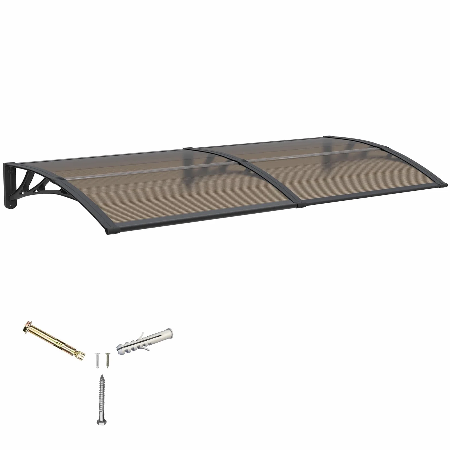 Pensilina Tettoia per Porta Balcone Esterno 200x100 cm in Policarbonato,Baldacchino Tetto per Finestra e Veranda, con Protezione UV, Antipioggia e Antineve