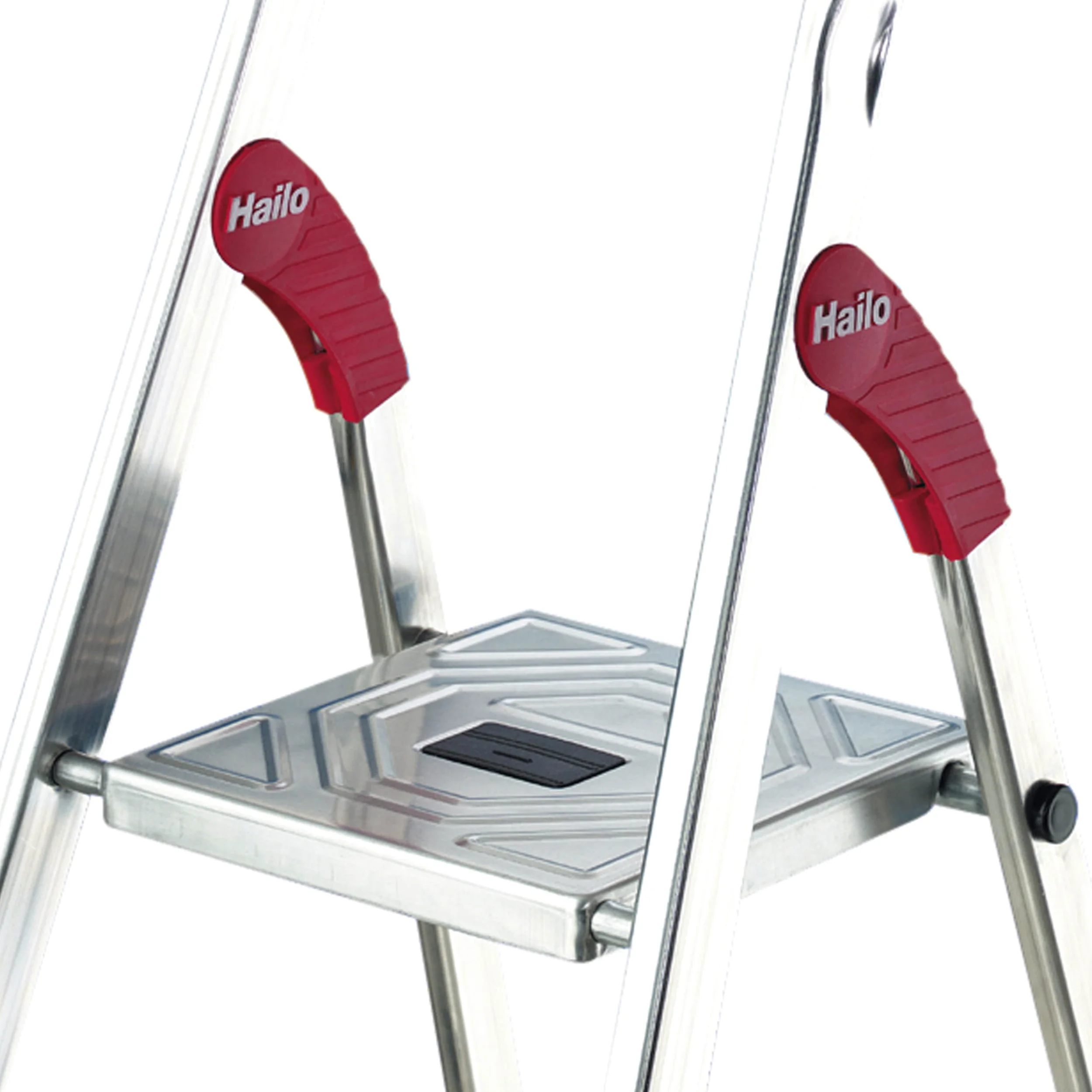 Hailo XXL Scala in Alluminio, 5 Gradini, con Piattaforma, Domestica, Bianco e Rosso