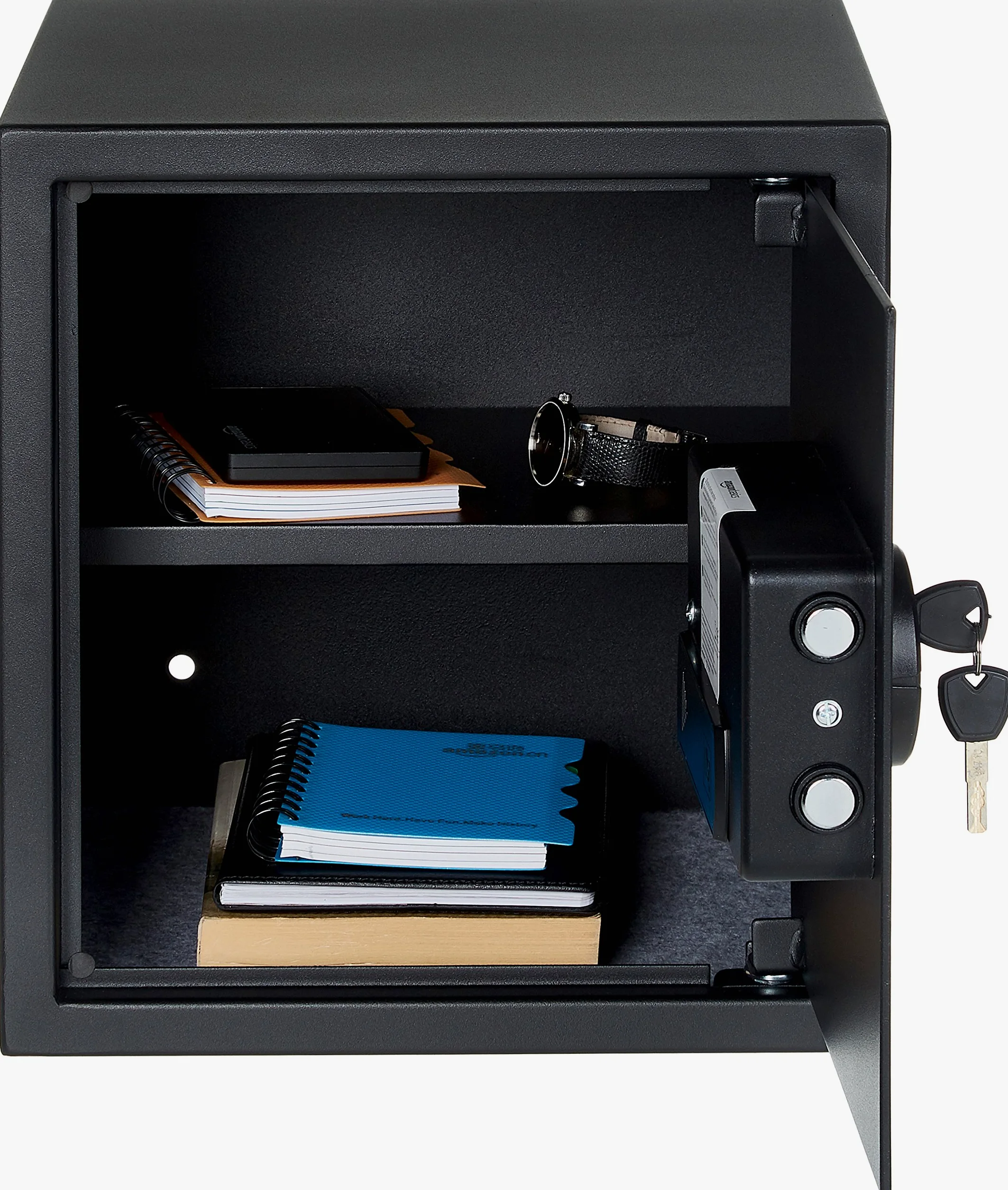 Amazon Basics Cassaforte elettronica in acciaio con serratura digitale programmabile, per gioielli, denaro e oggetti di valore, 34 l, 33 x 33 x 36 cm (larghezza x profondità x altezza), nero
