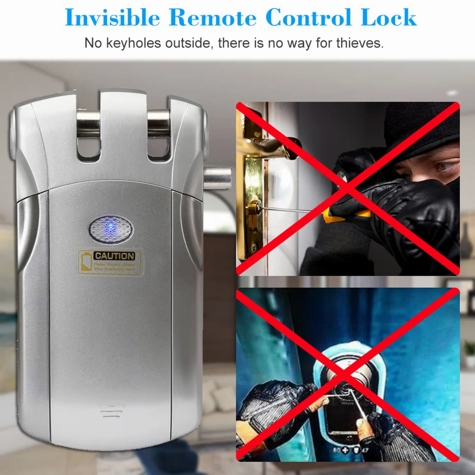 WF-018 Telecomando wireless Blocco Sicurezza Invisibile Keyless Door Entry Blocco intelligente In lega di zinco metallo con 4 chiavi remote Smart Home Villa Office Access Control Sistema