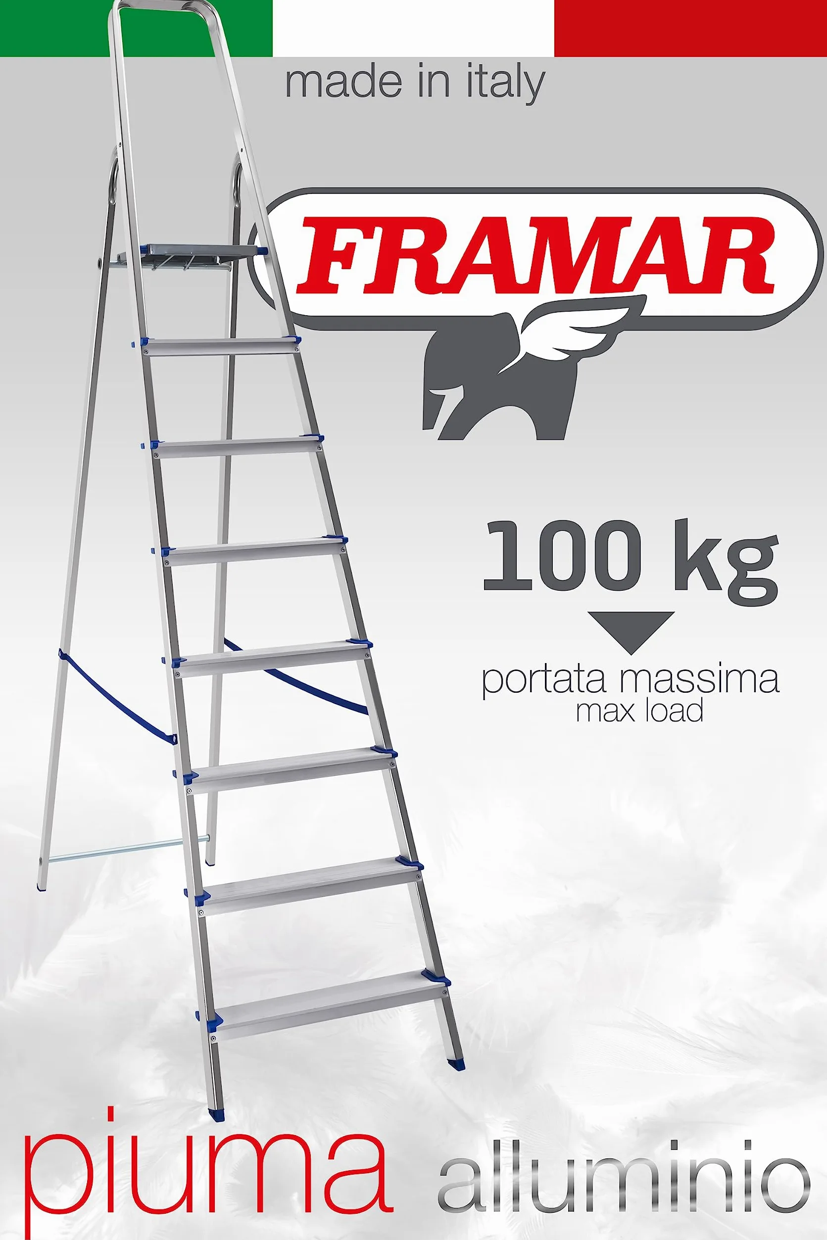 FRAMAR Scala Piuma 8 Gradini in Alluminio - Portata 100 Kg