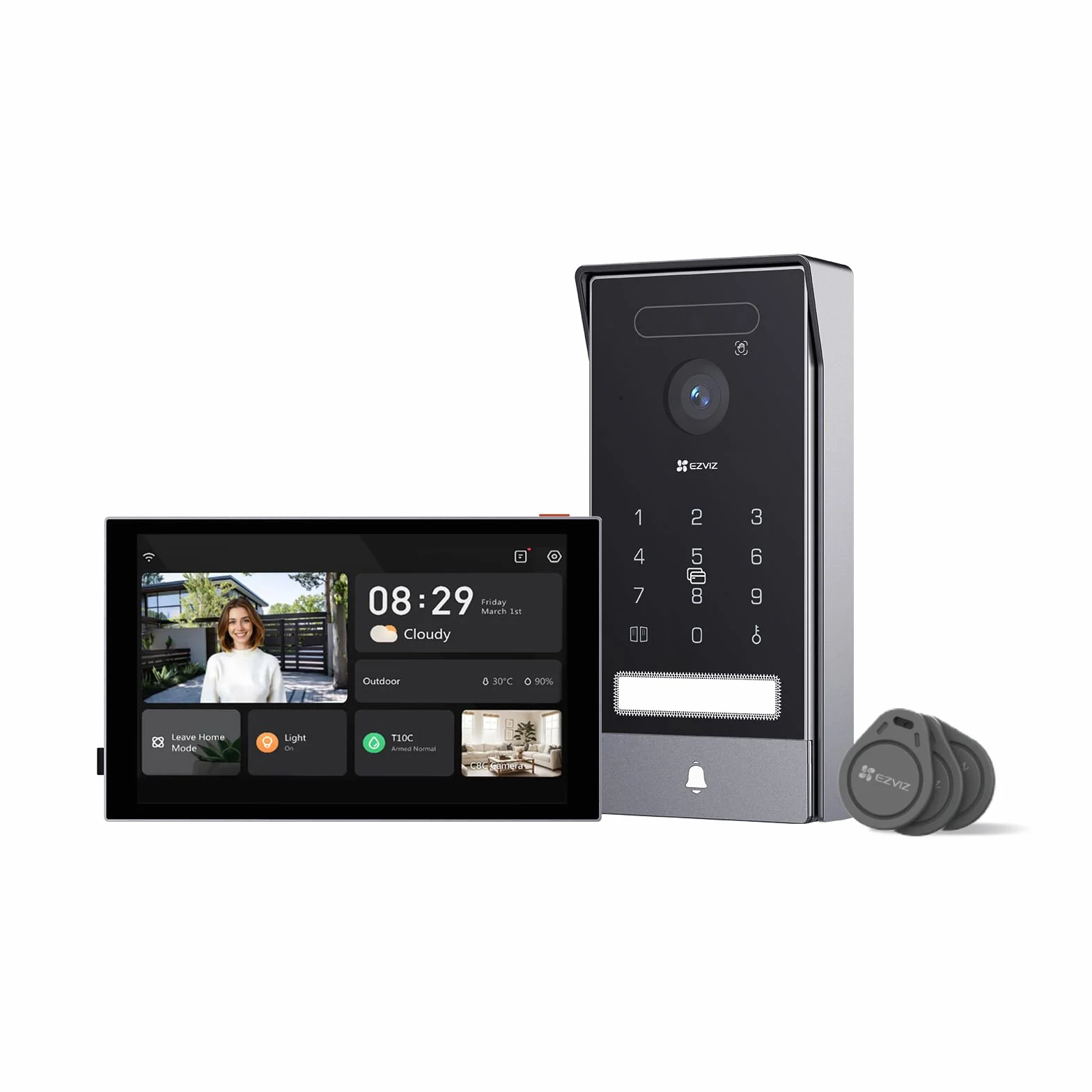 EZVIZ 4K Videocitofono Connesso, Videocitofono, 8 Pollici Monitor Touch, Riconoscimento Palmo/Visto, Sblocco a Distanza, 2 Fili, Rilevamento Umano, Opzione RFID, Impermeabile, WiFi Dual-Band, HP7 Pro