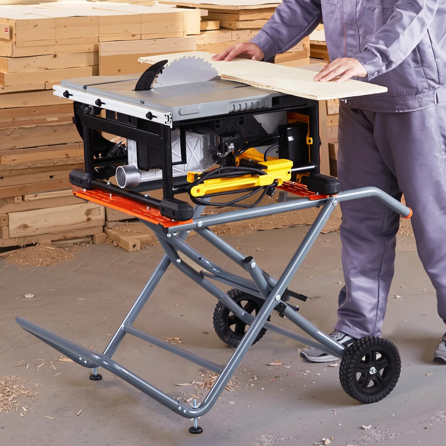 VEVOR Supporto per Troncatrice da Tavolo Portatile, Capacità di Carico di 158,76 kg Tavolo per Troncatrice da Tavolo Pieghevole con Ruote in Gomma da 203 mm Costruzione Robusta, Facile da Riporre