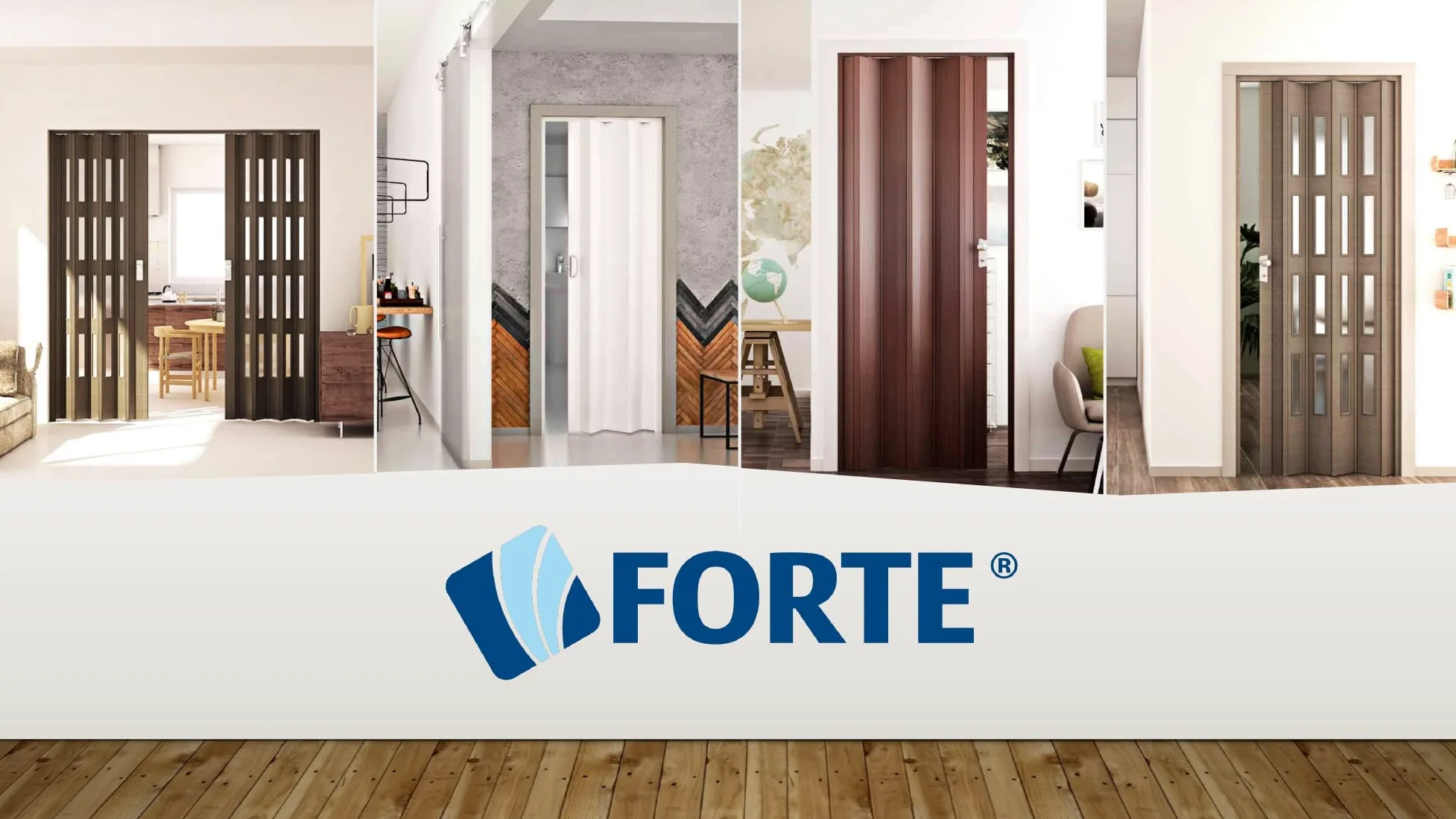Forte Porta a Soffietto Elly in PVC, Resistente agli urti, Riducibile, Resistente all'umidità, Disimpegno, Kit completo, L83 x H214, Bianco pastello