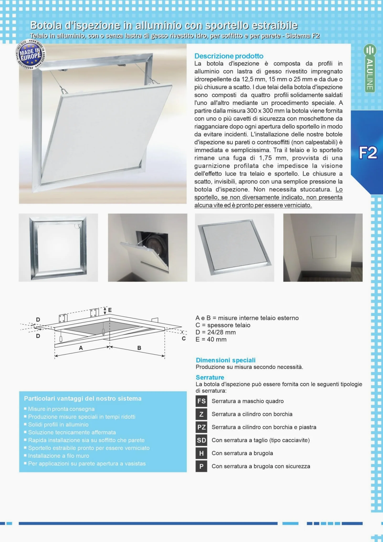 Botola per ispezione per cartongesso Standard - Fuori Standard | Fuori Misura | Tutte le misure (50x80)