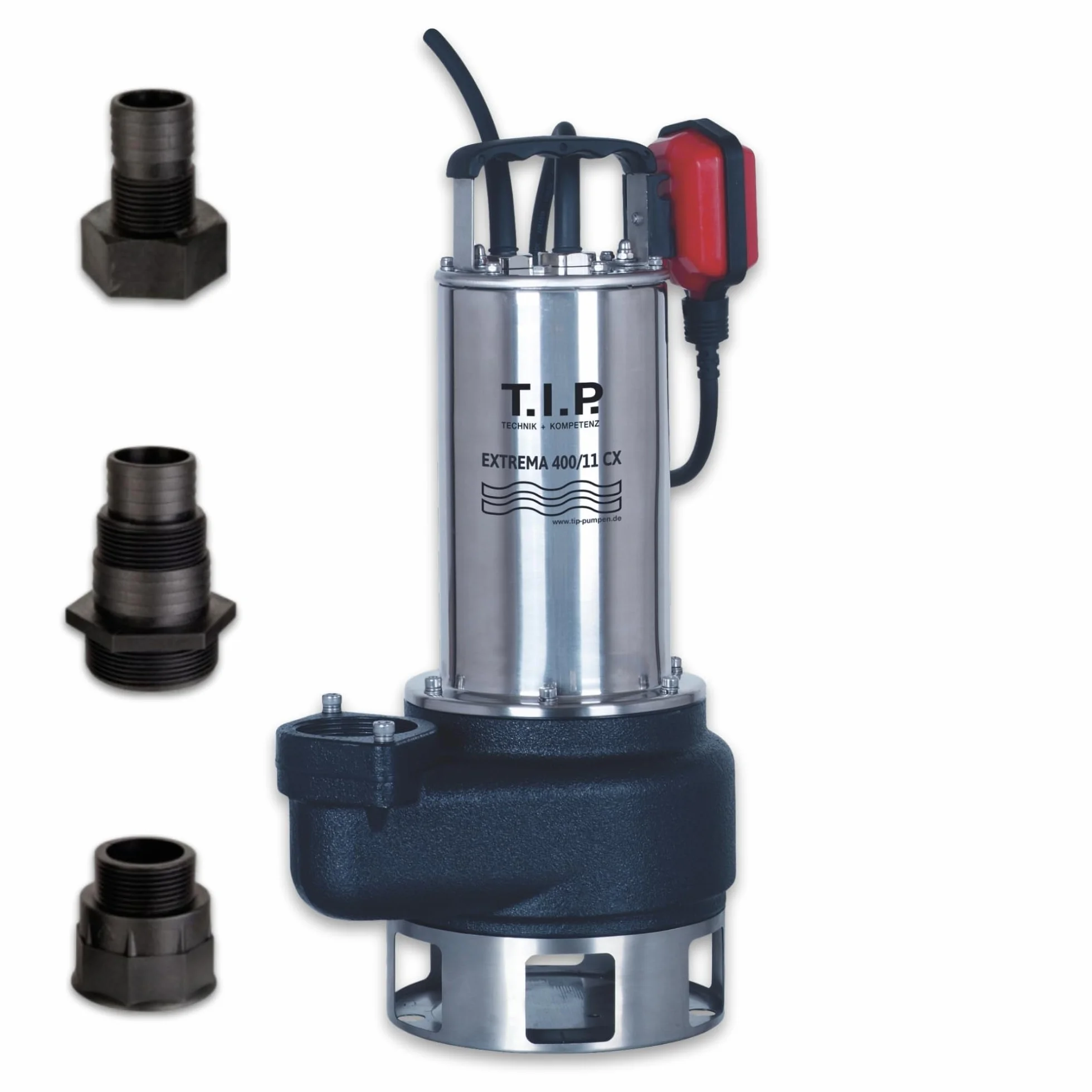 Pompa sommersa professionale per acque sporche T.I.P. - Acciaio inossidabile (portata 42.000 l/h, prevalenza 16 m, pressione 1,6 bar, granulometria 50 mm, acqua di lavaggio) Extrema 700/16-3 IX