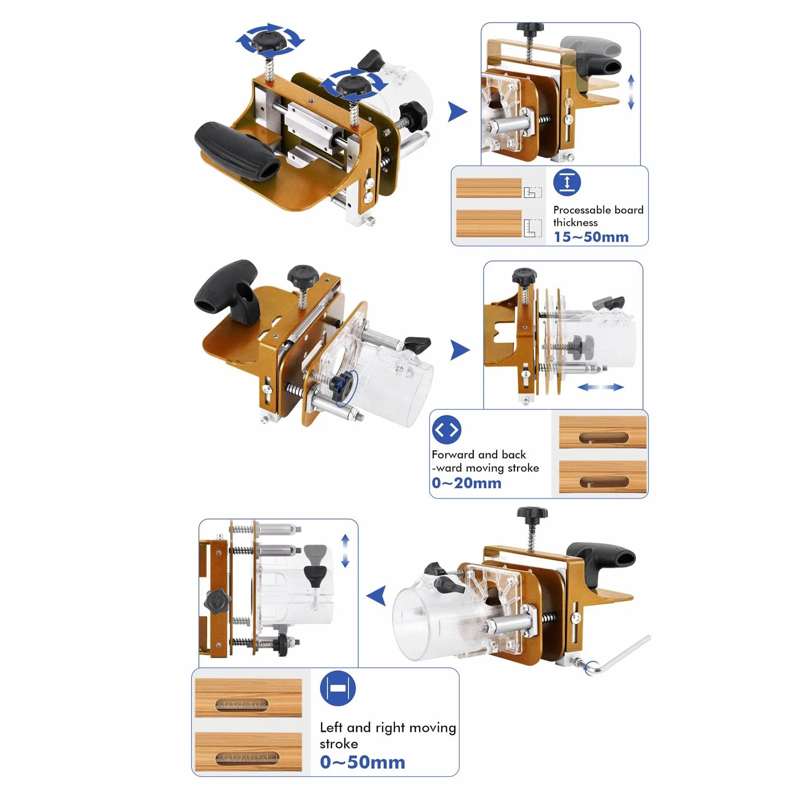 Maschera per Mortasare 2 in 1, Staffa per Scanalatura con Fissaggio Invisibile Maschera per Mortasa e Tenone per Fresatrice Utensile Multifunzionale per Scanalatura per la