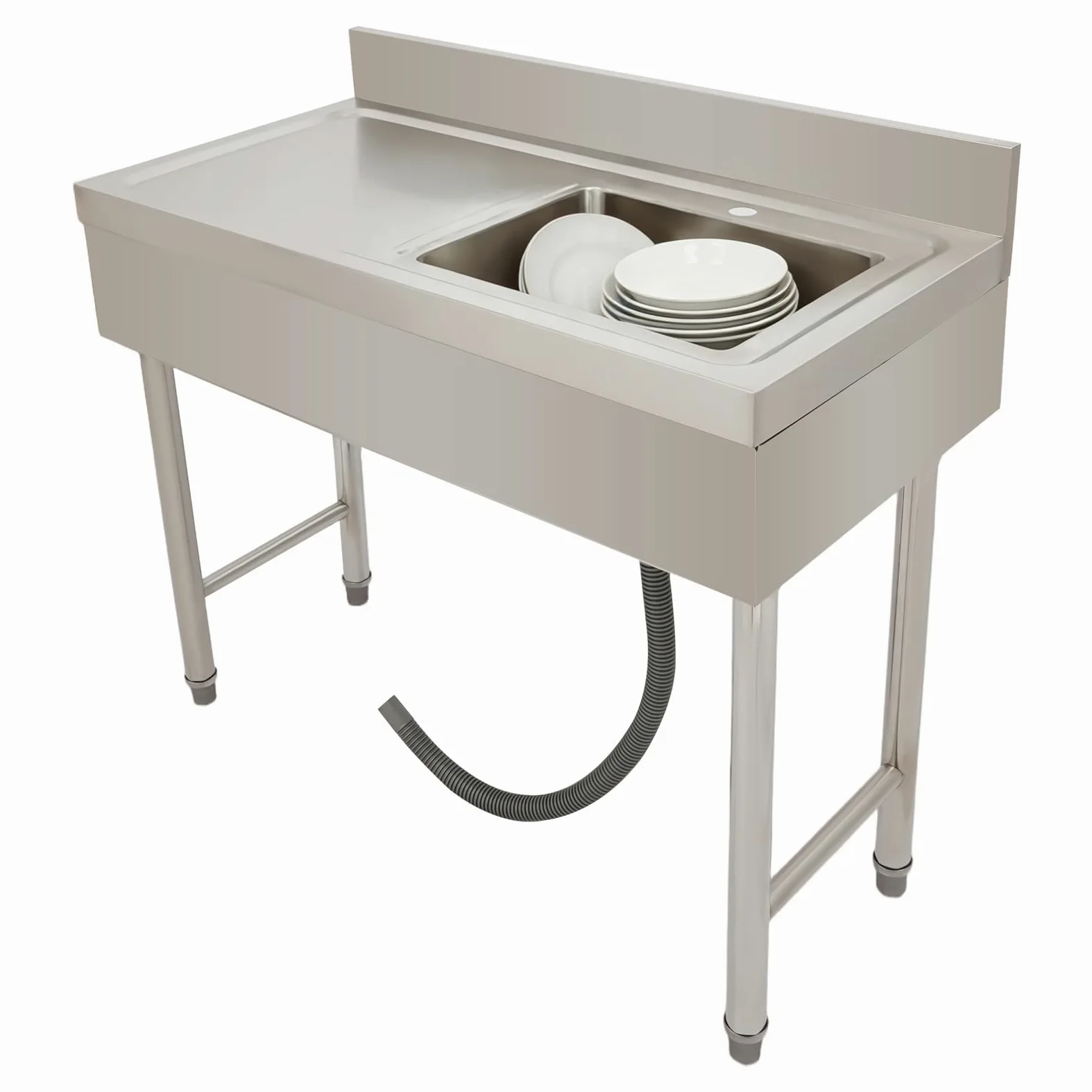 Lavello in Acciaio Inox Acciaio Inox Lavello da Cucina 100x50x80cm Lavello Da Cucina Indipendente Capacità di Carico di 150kg Lavandino da Esterno Regolazione Dell'altezza da 1-3 cm