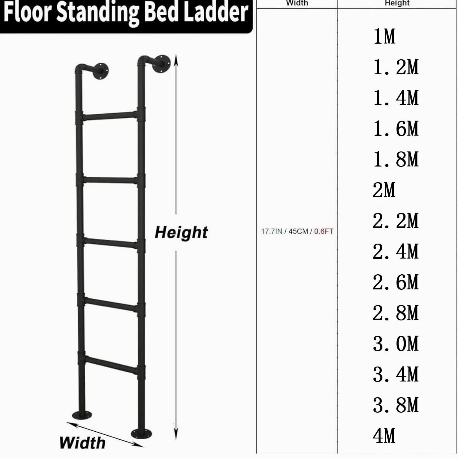 Scala Resistente dell'uscita di Emergenza per Il pozzo della Finestra, Scala del Letto del soppalco del Metallo montata al Muro, Scala Industriale del Letto a Castello del Tubo del Ferro,1.6M