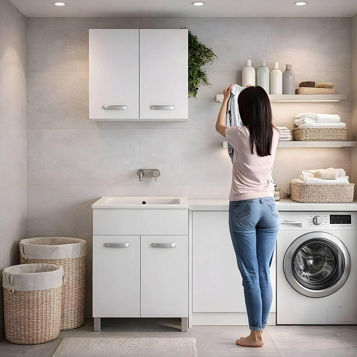 LAVABO LAVATOIO PILOZZO CERAMICA 60 x 51 YORK PROFONDO 25 CM TUTTA VASCA PER TOP O MOBILE DA INCASSO O INSTALLAZIONE CON STAFFE ANCHE IN ESTERNO IDEALE PER MOBILE DI DESIGN