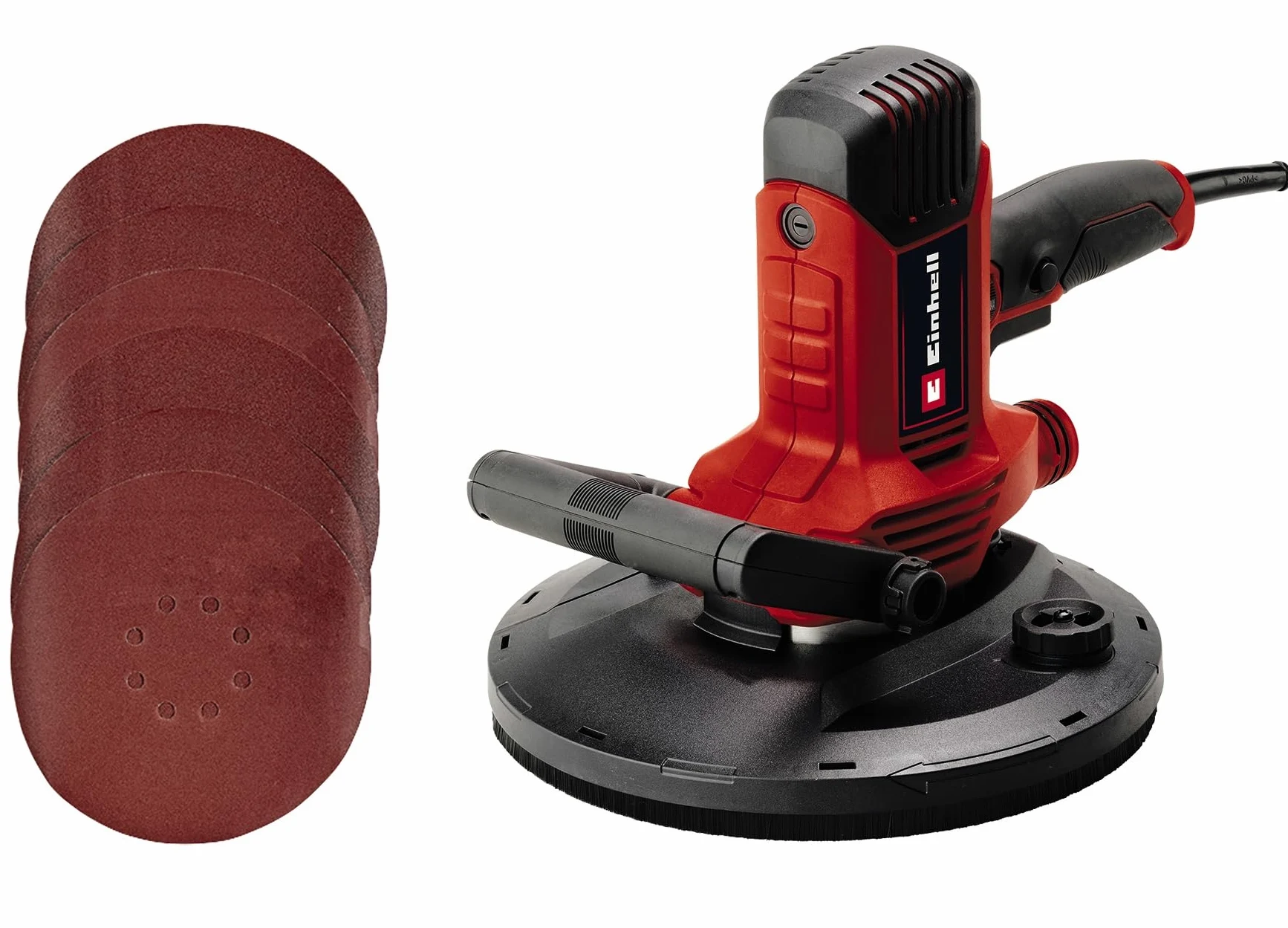 Einhell Smerigliatrice per cartongesso TC-DWS 225 (1220 W, piatto abrasivo con corona a spazzola, aspirazione polvere integrata, 6 x carta vetrata Ø 225 mm),Versione 2024
