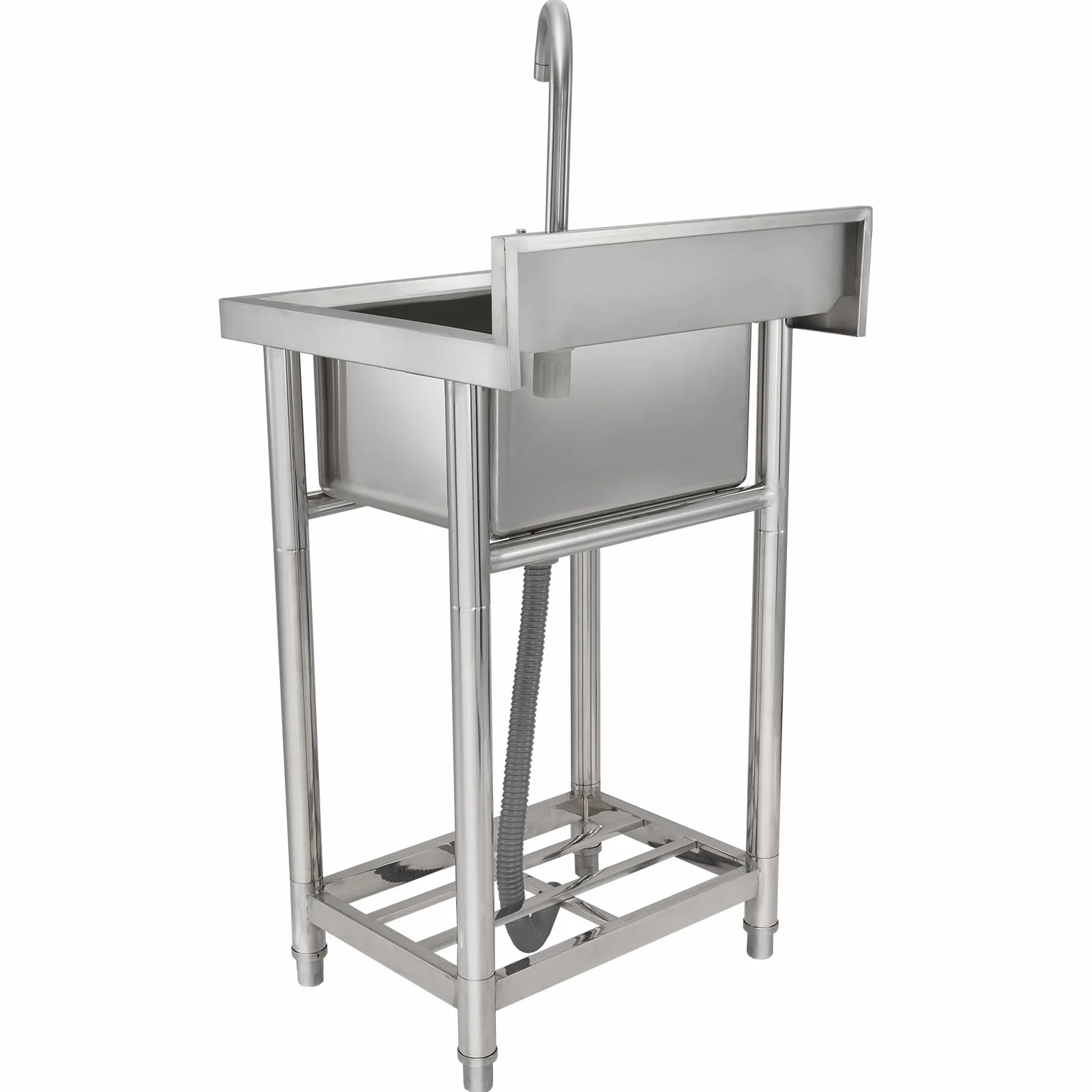 VEVOR Lavello multiuso in acciaio inox, lavello con rubinetto e gambe, lavelli commerciali a vasca singola 16 x 13 x 8,7 pollici per garage, ristorante, cucina, lavanderia