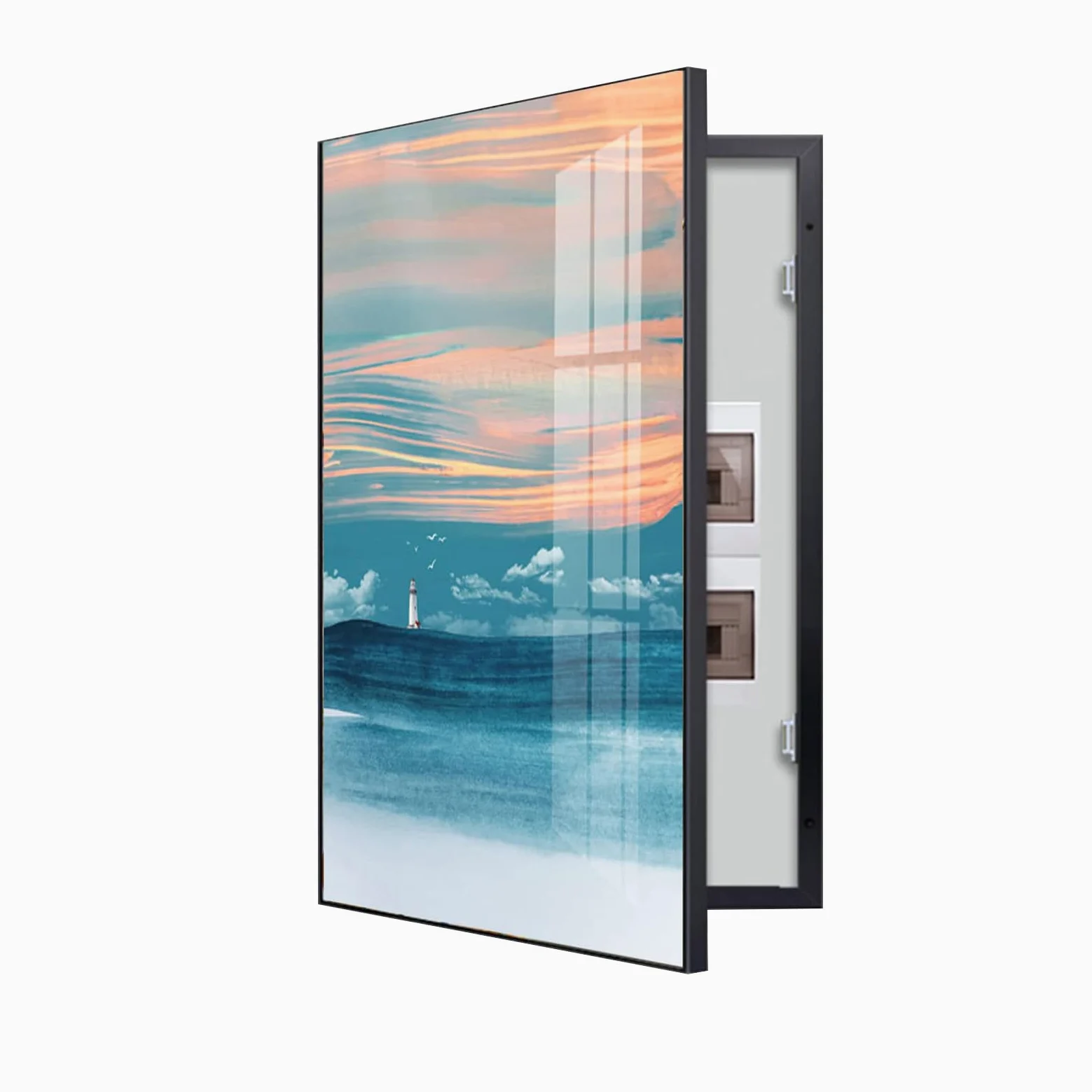 Copertura Quadro Elettrico - Decorativa Nascondi Contatore - Quadri Copri Contatori Elettrici da Parete - Protezione Affidabile per Il Tuo Quadro Elettrico,Black (d),50×70cm