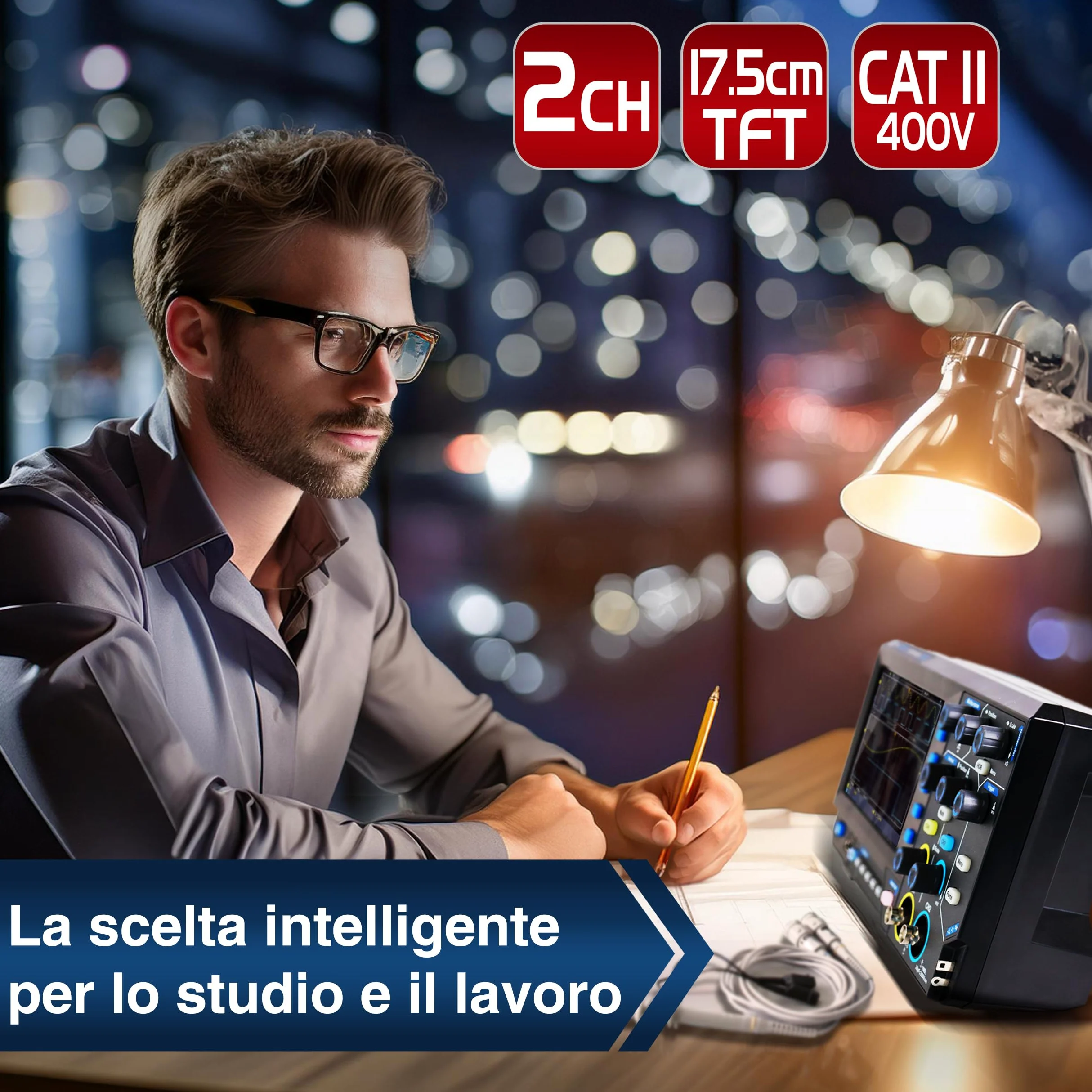 PeakTech 1402 - Oscilloscopio digitale a 2 canali [3 anni di garanzia] 20 MHz, 250 MS/s, interfaccia USB, software PC, Oscilloscopio P 1402, nero, oscilloscopio USB, oscilloscopio multimetro