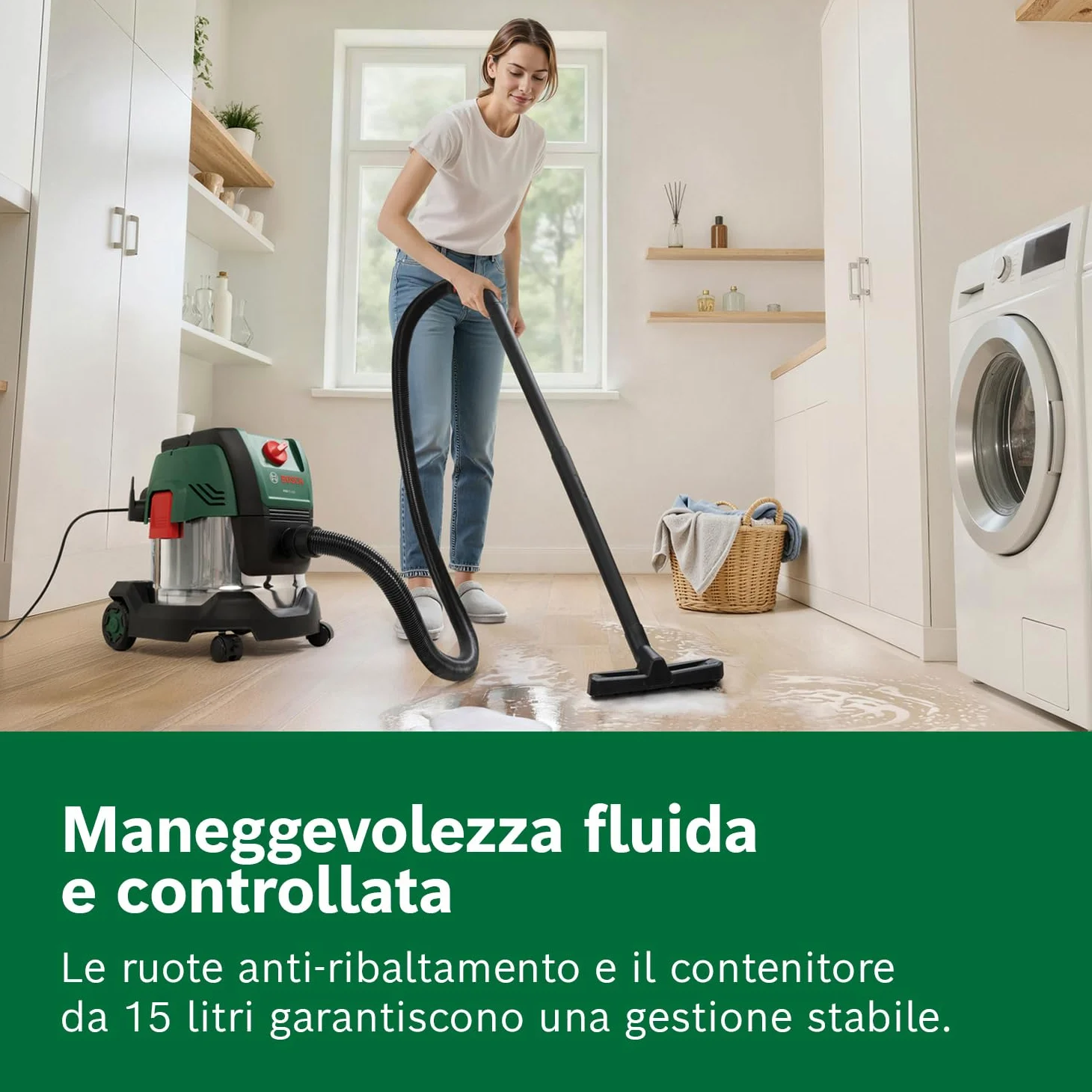 Bosch Aspirapolvere a filo PAS15-220 (Tubi di prolunga, tubo di aspirazione 2,2 m, tubo a gomito/impugnatura, bocchette, borsa in tessuto (Uni), filtro plissettato piatto, UniversalAdapter)