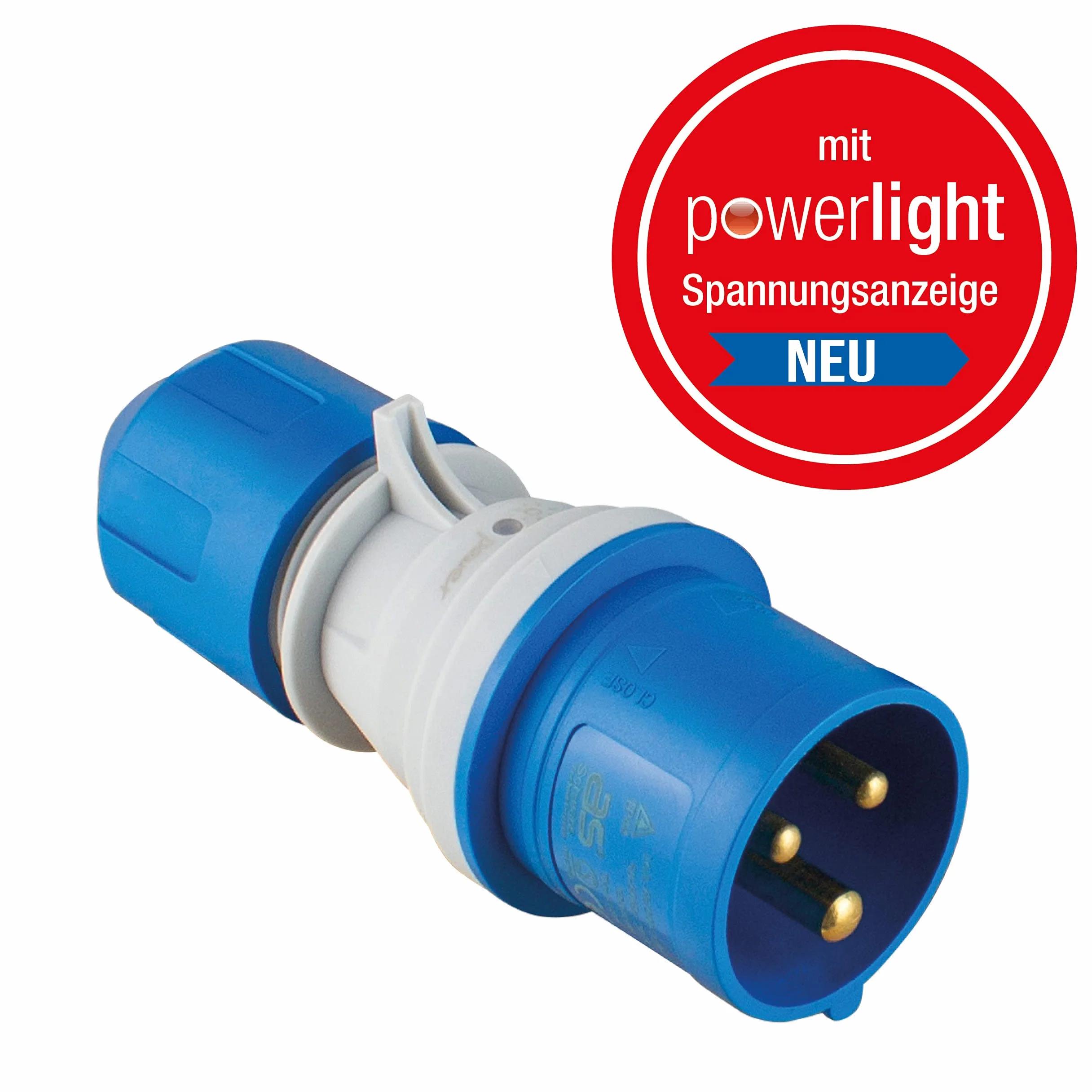 as - Schwabe Cavo di prolunga da campeggio, 25 m, 230 V, 16 A, 3 poli, spina CEE con indicatore di tensione, accoppiamento CEE con coperchio ribaltabile, prolunga per camper, prodotto in Germania,