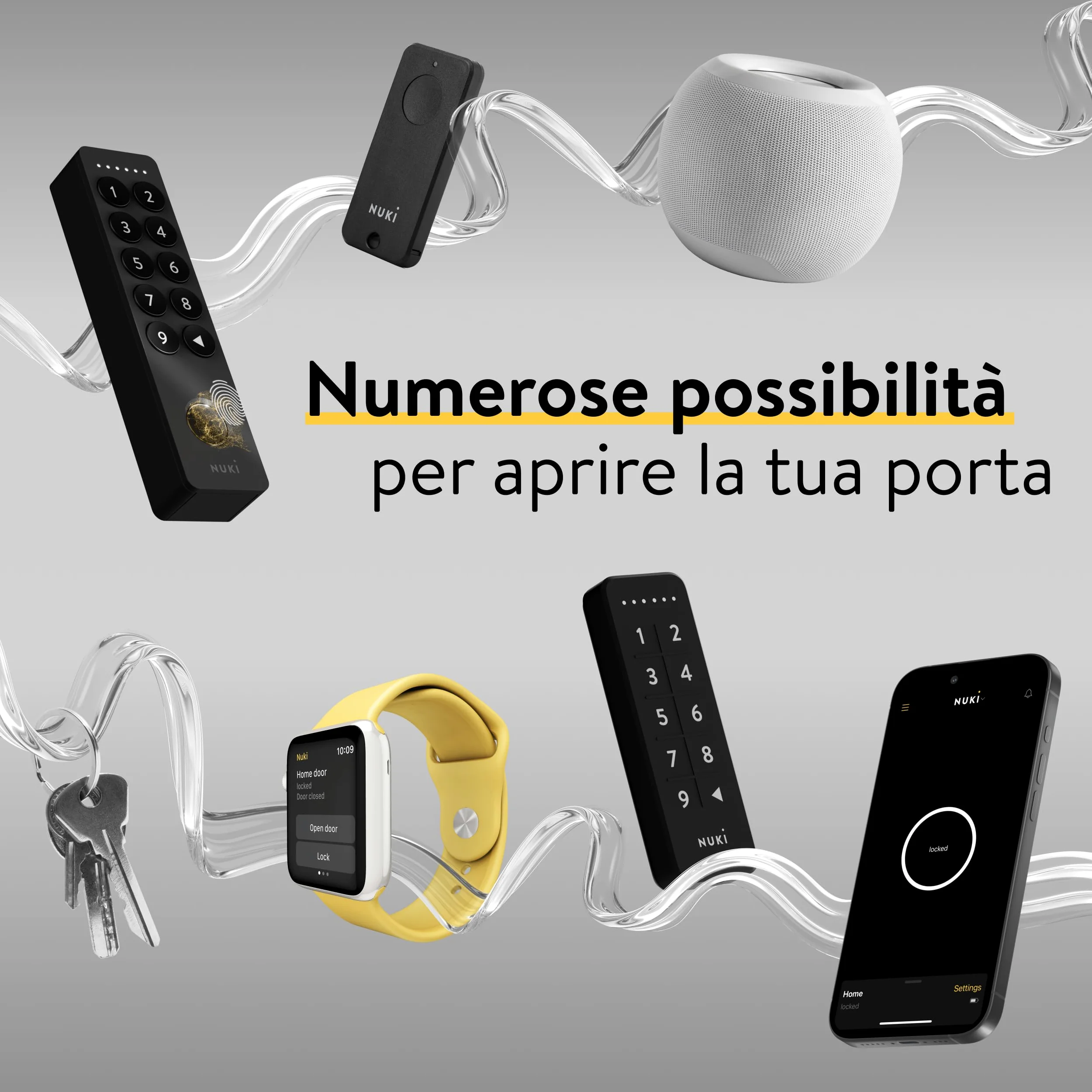 Nuki Smart Lock Ultra, serratura elettronica con Bluetooth, Wi-Fi & Matter, Integrazione in Smart Home, Sblocco della porta tramite accesso remoto, con 3 diverse modalità di blocco