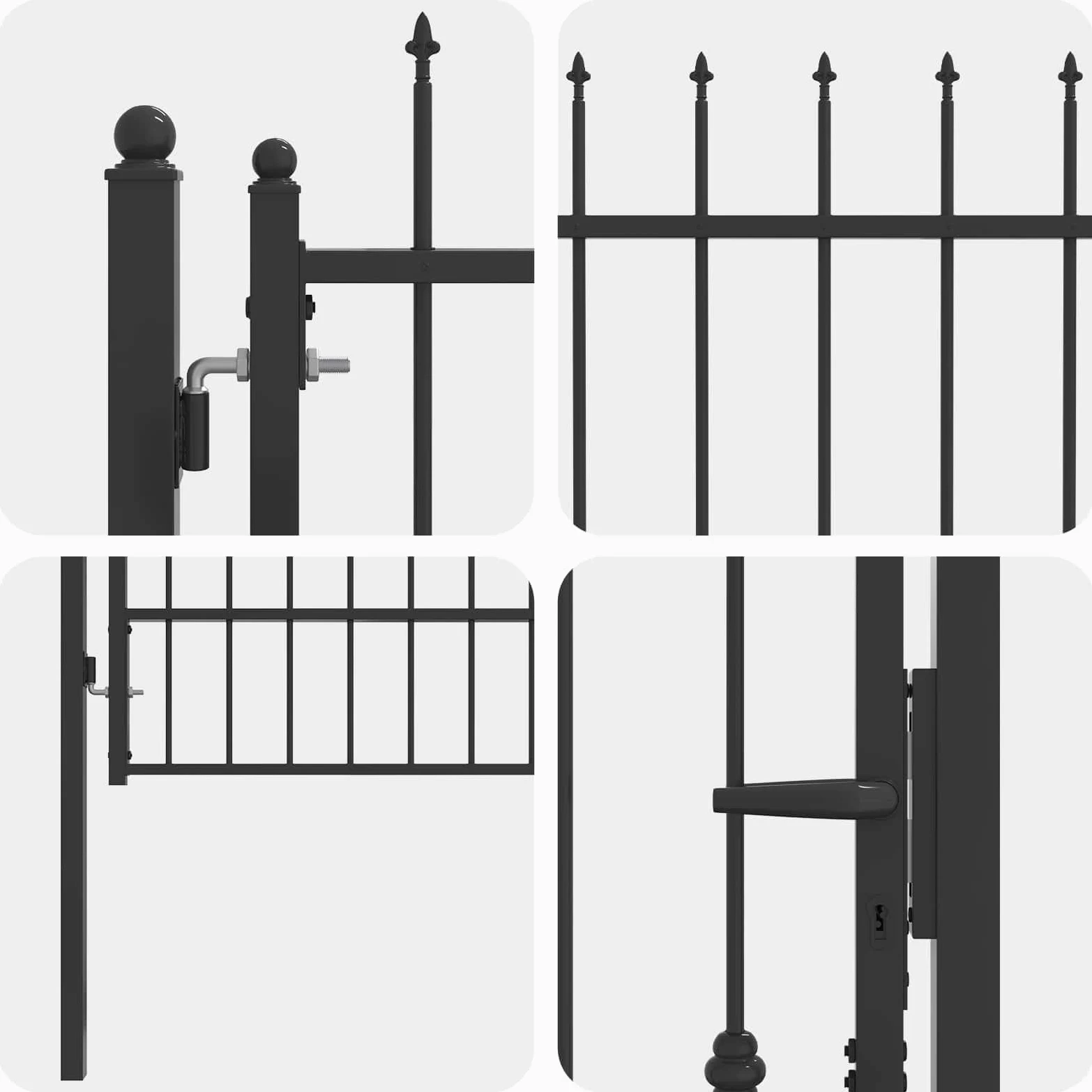 vidaXL Cancello per recinzione HORST 100 x 175 cm Metallo Nero, Cancello di Sicurezza per Esterni, Moderno in Metallo, Resistente e Elegante, Barriera Contro le Intemperie