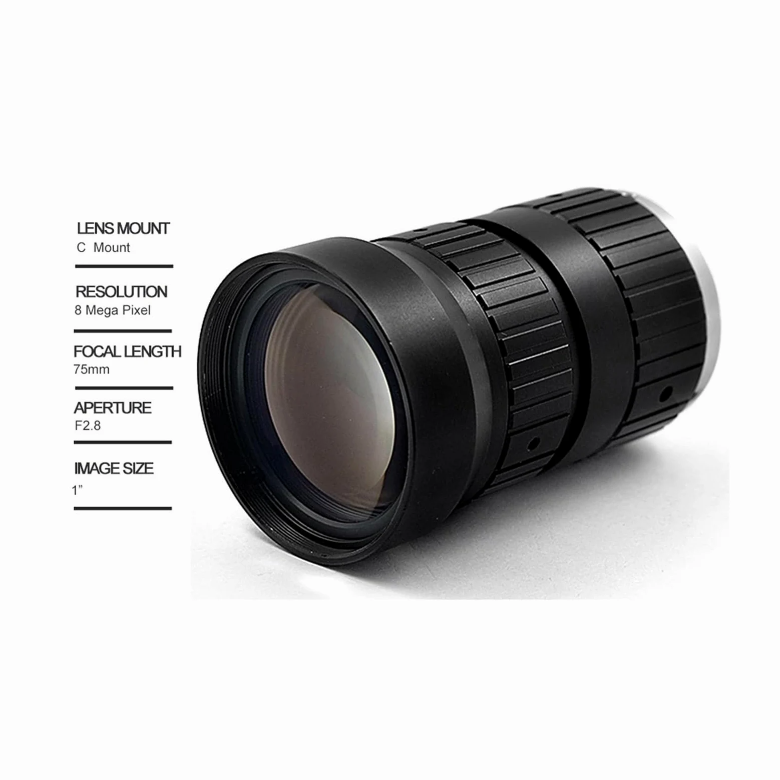 Obiettivo CCTV HD 8MP 75mm C Mount Manuale Iris Manuale Apertura F2.8 1 "Immagine Formate Telecamera di sicurezza Obiettivo industriale - Regolabile
