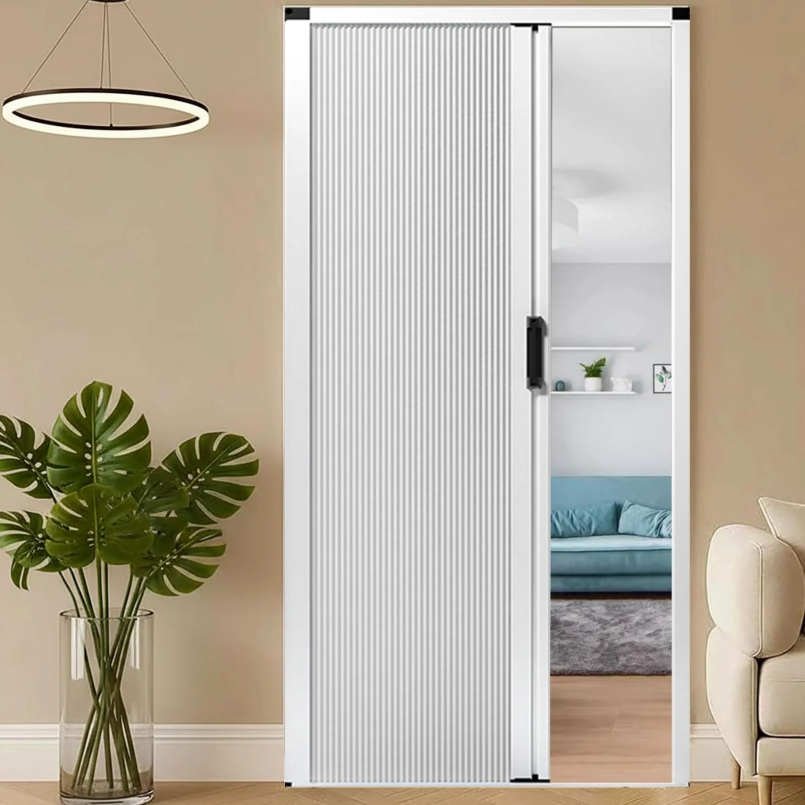 Porta a fisarmonica Porta a soffietto for interni,Disegno A Nido D'ape,per Armadi/Corridoi/Camere da Letto/Balconi/Cucine/Bagni Bianco 70×210cm
