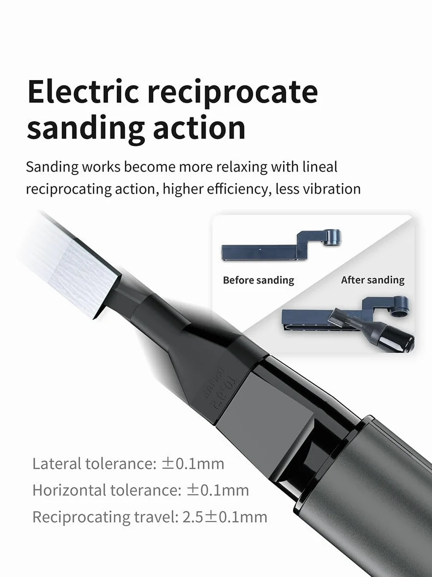 DSPIAE PRO - Levigatrice elettrica alternativa, con 8 teste di levigatura, set di carta vetrata in silicone 7 grana (180-1200), cavo di alimentazione e custodia, velocità di levigatura 5400 giri/min