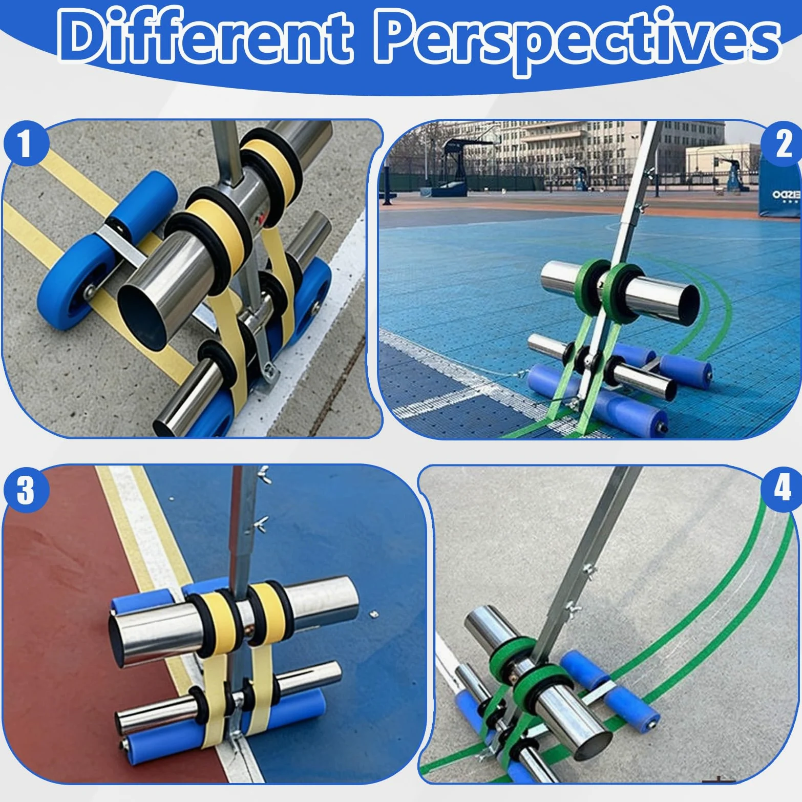 Applicatore di Nastro per Pavimenti, Macchine per Tracciare Linee di Campo da Gioco con Kit di Cerchi da Disegno Strumento Manuale per La Marcatura del Nastro Spaziatura Regolabile Marcatura Rapida