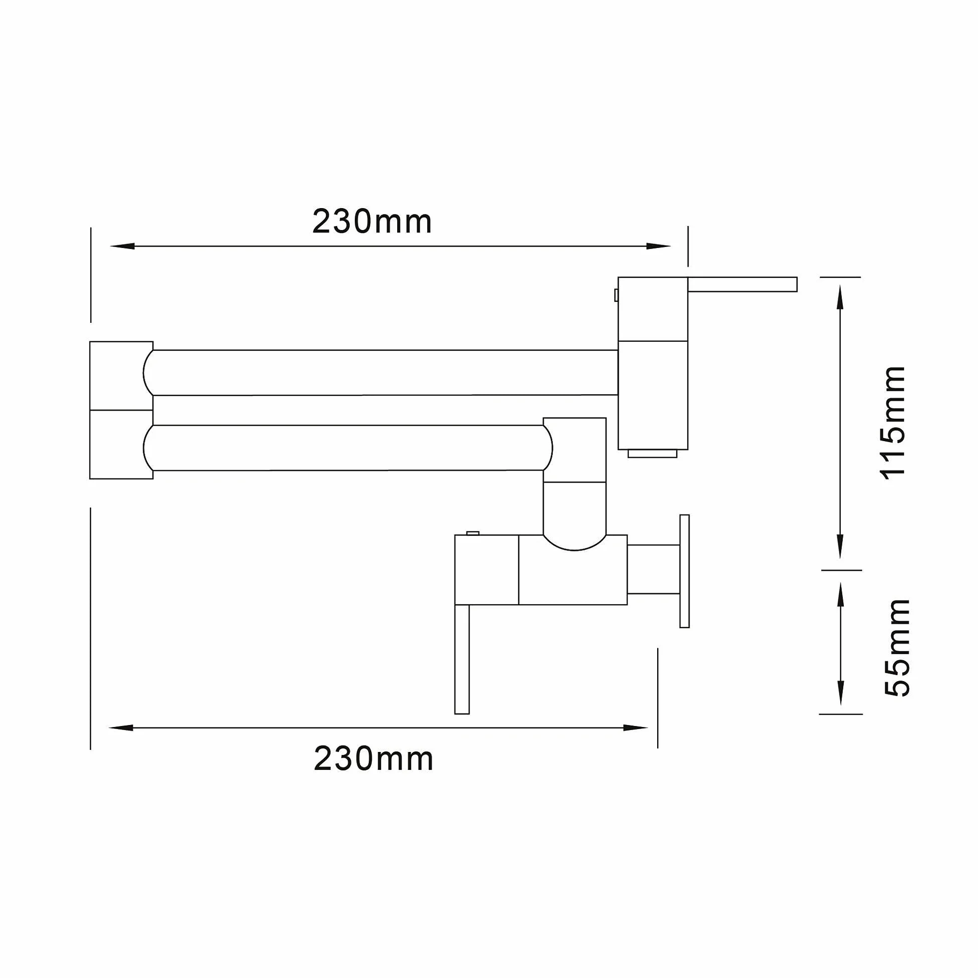 HomeLava Rubinetto a muro in ottone, Rubinetto da cucina nero a parete, Rubinetto riempitore per pentola, Pieghevole, Allungabile, Doppio snodo, 2 maniglie (nero)