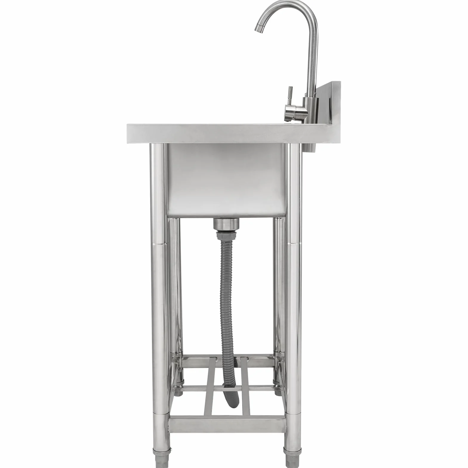 VEVOR Lavello multiuso in acciaio inox, lavello con rubinetto e gambe, lavelli commerciali a vasca singola 16 x 13 x 8,7 pollici per garage, ristorante, cucina, lavanderia